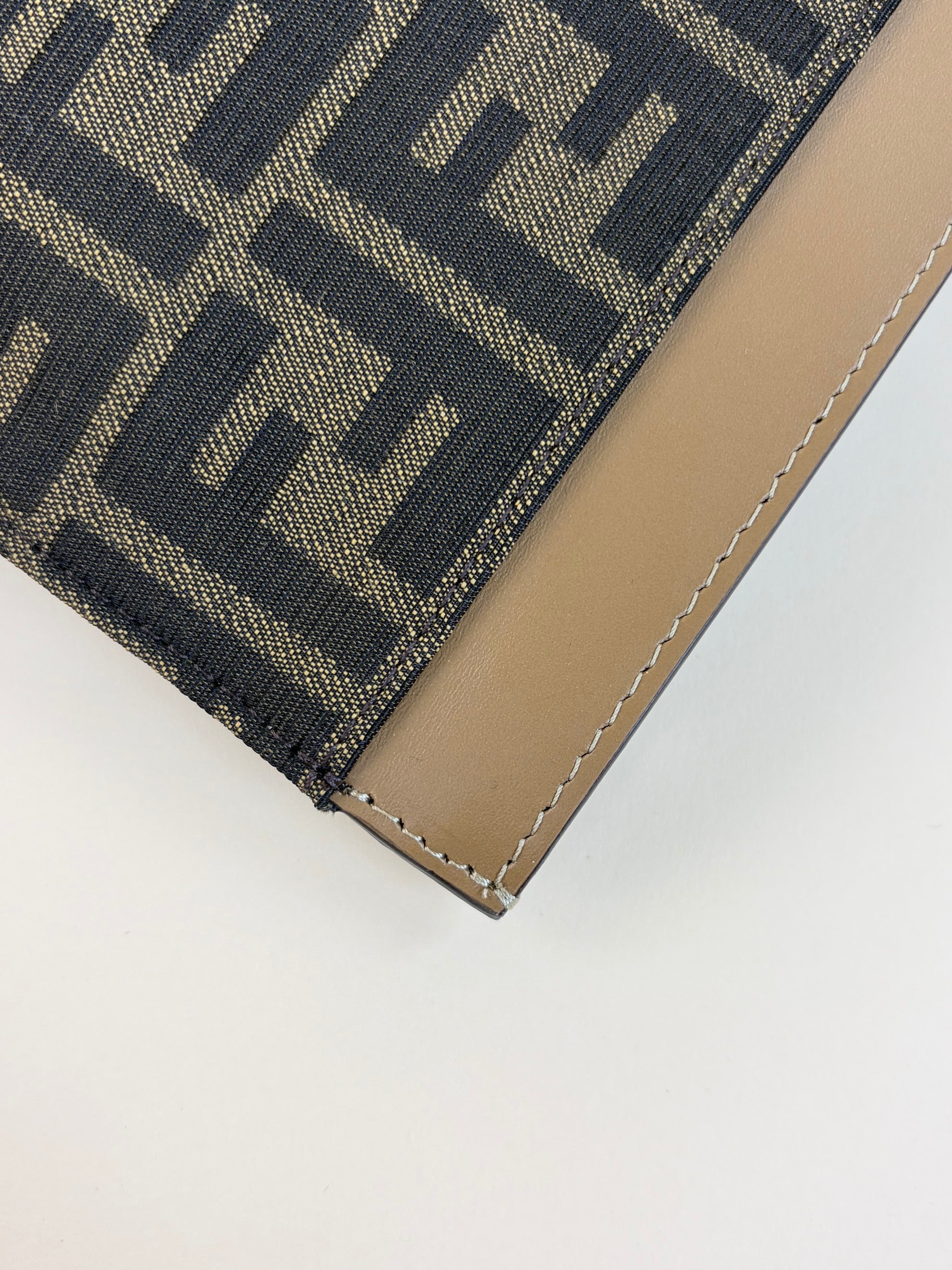 Fendi Brown FF Jacquard Flat Medium Pouch