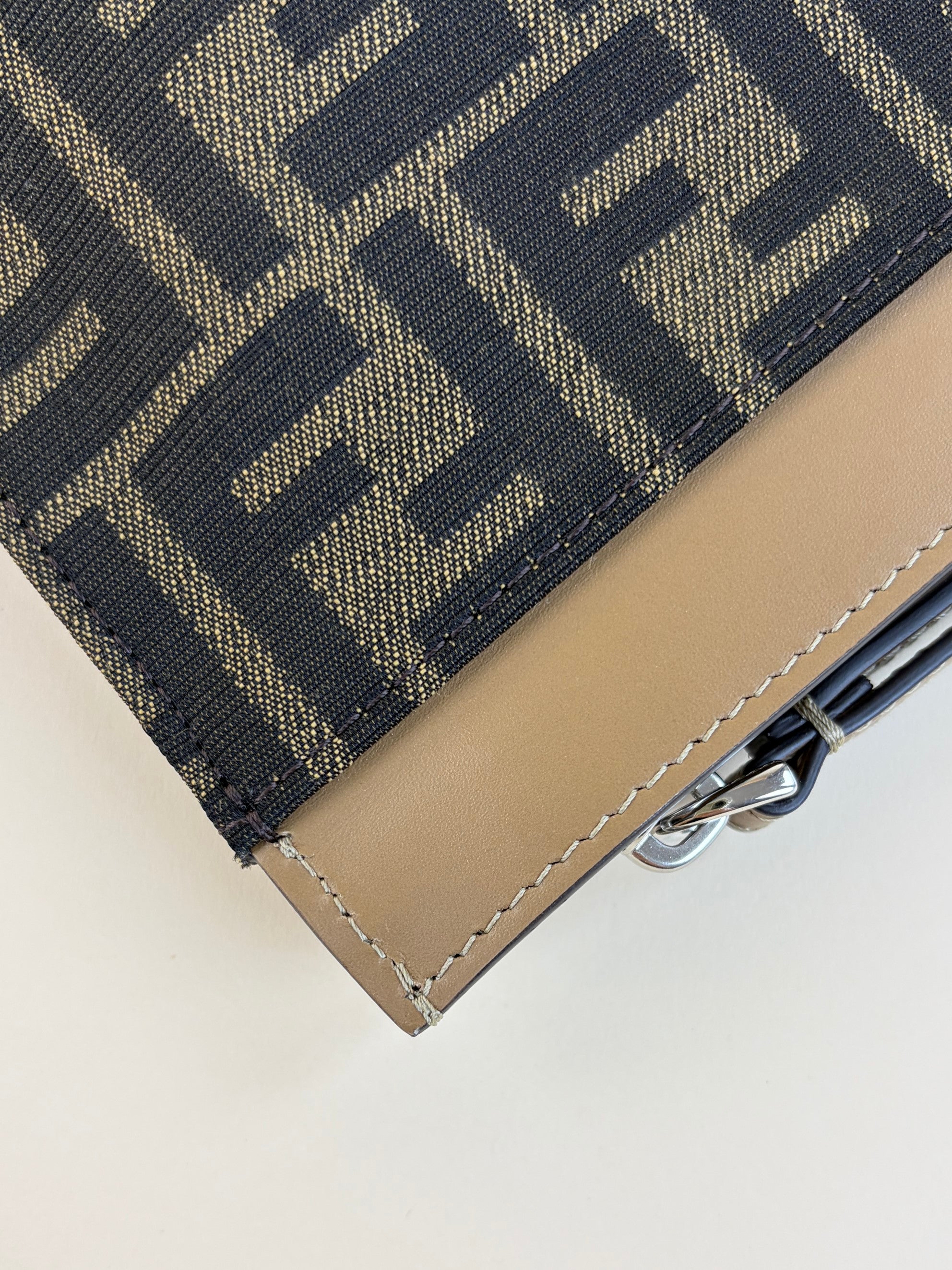 Fendi Brown FF Jacquard Flat Medium Pouch