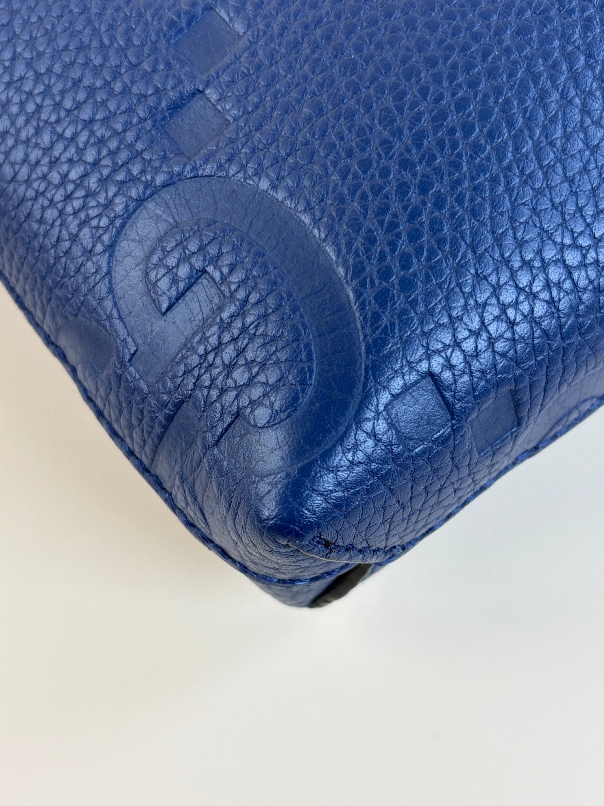 Gucci Blue Piuma Jumbo GG Embossed Small Wristlet Messenger Bag