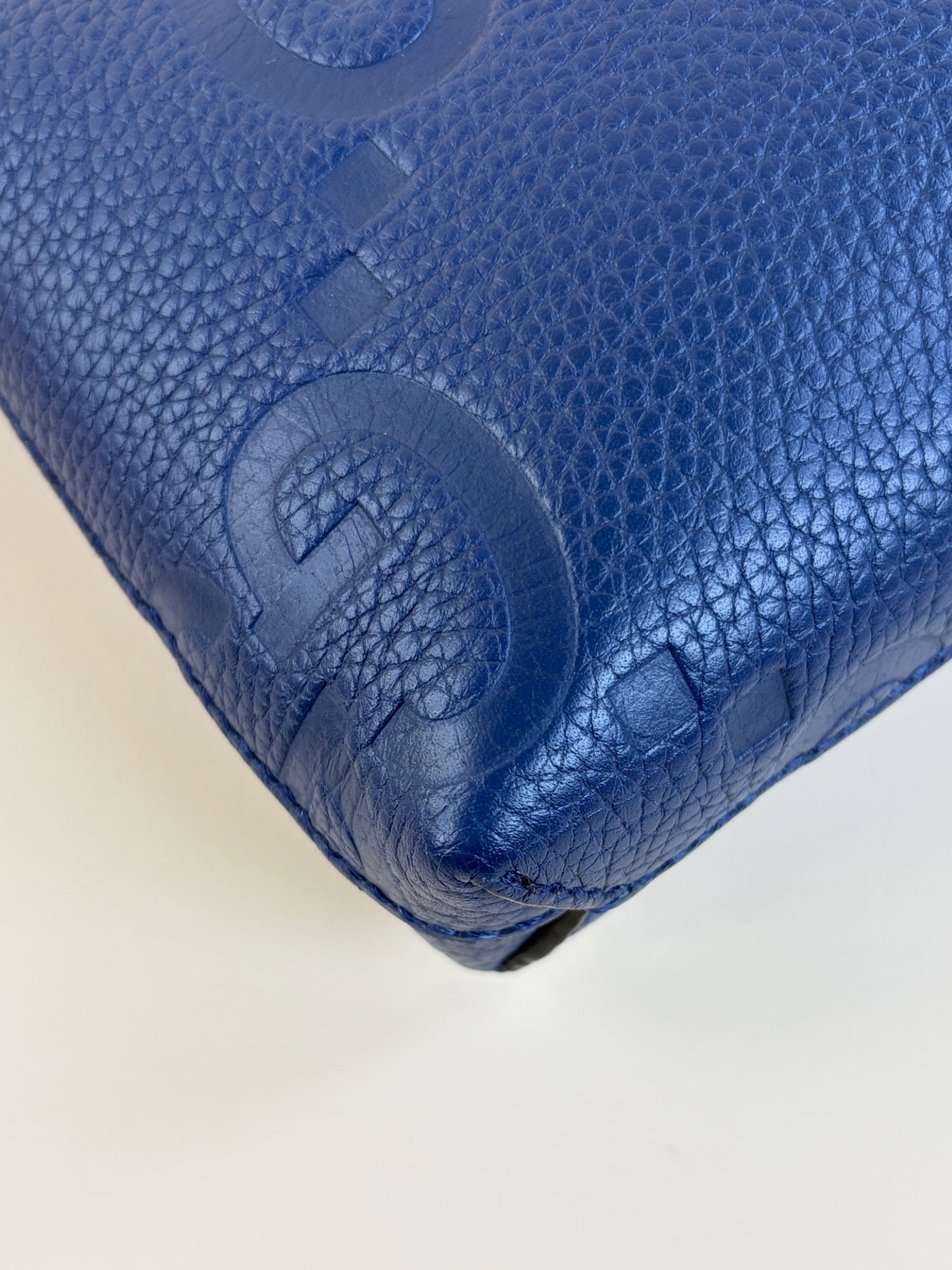 Gucci Blue Piuma Jumbo GG Embossed Small Wristlet Messenger Bag