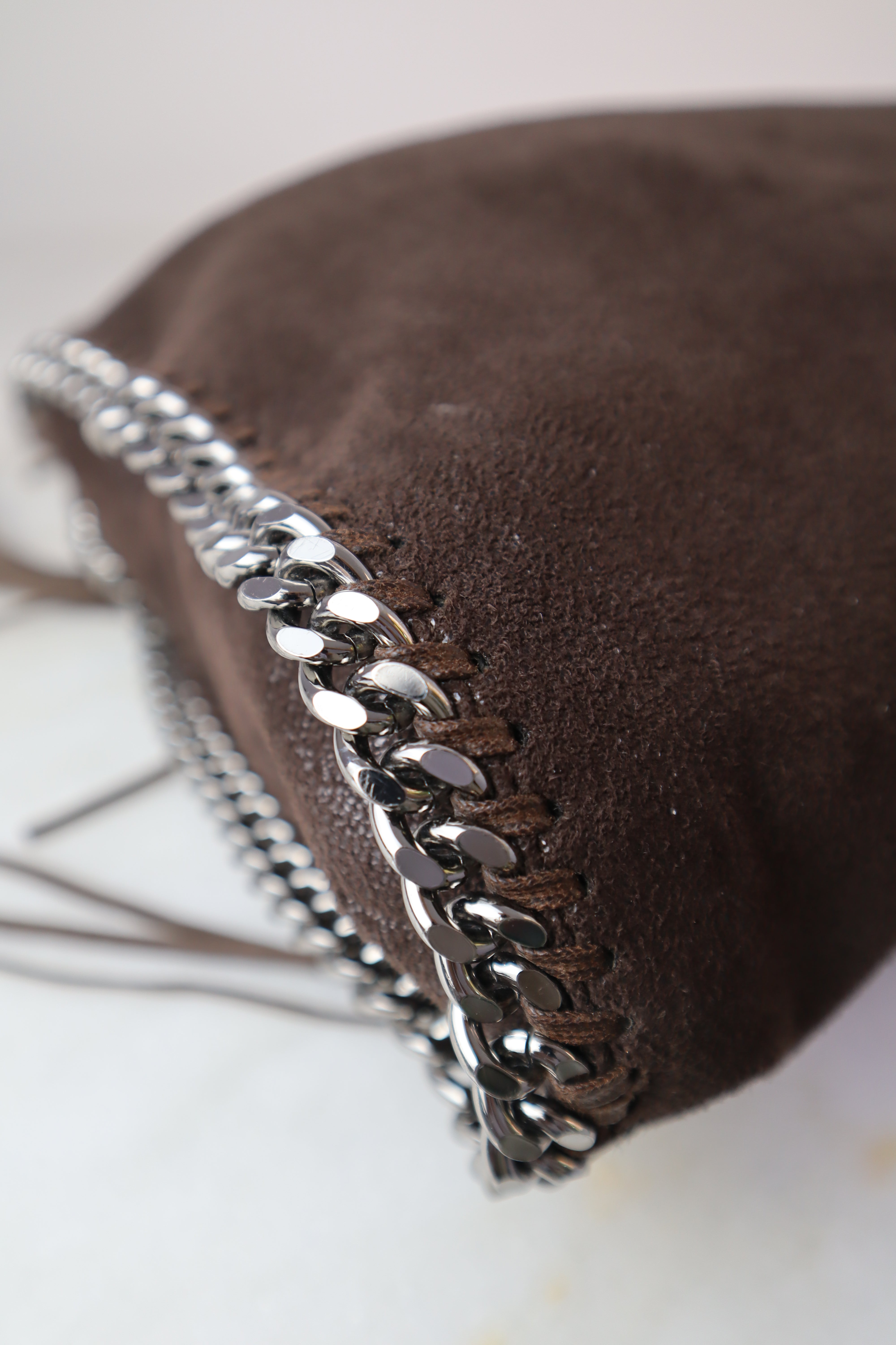 Stella Mccartney Brown Eco Suede Fringe Falabella Bag