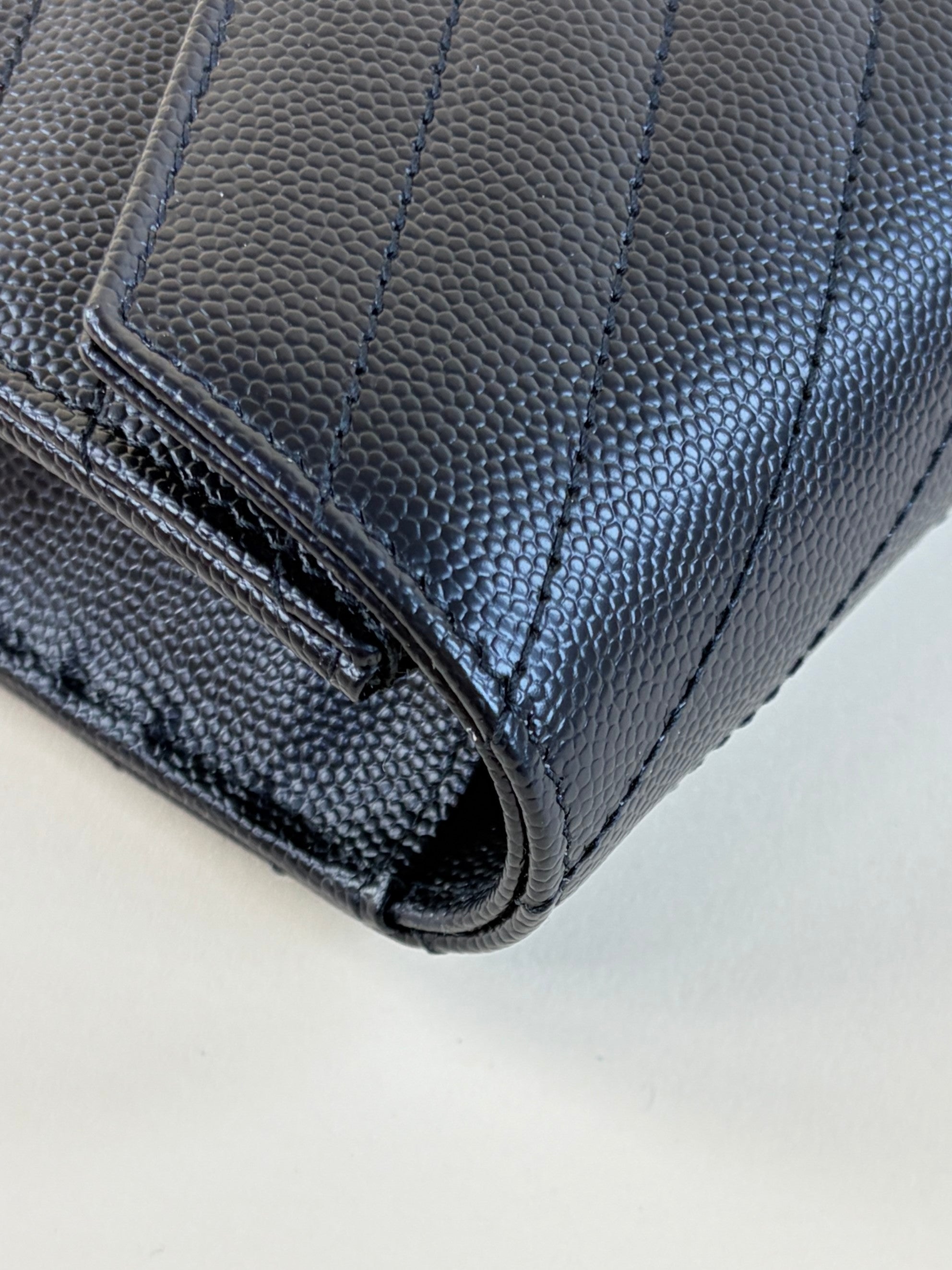 YSL Black Cassandre Envelope Wallet Chain