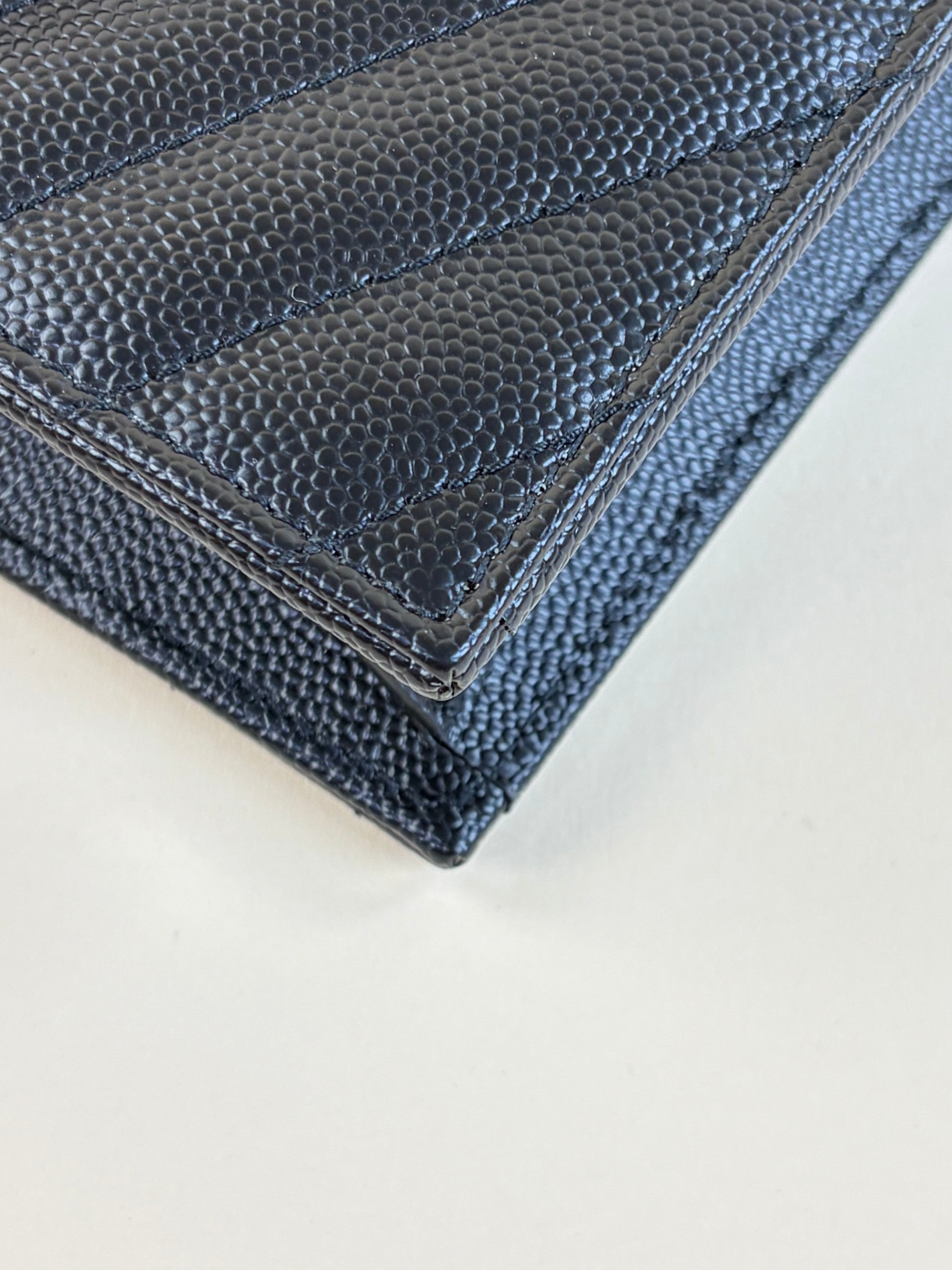 YSL Black Cassandre Envelope Wallet Chain