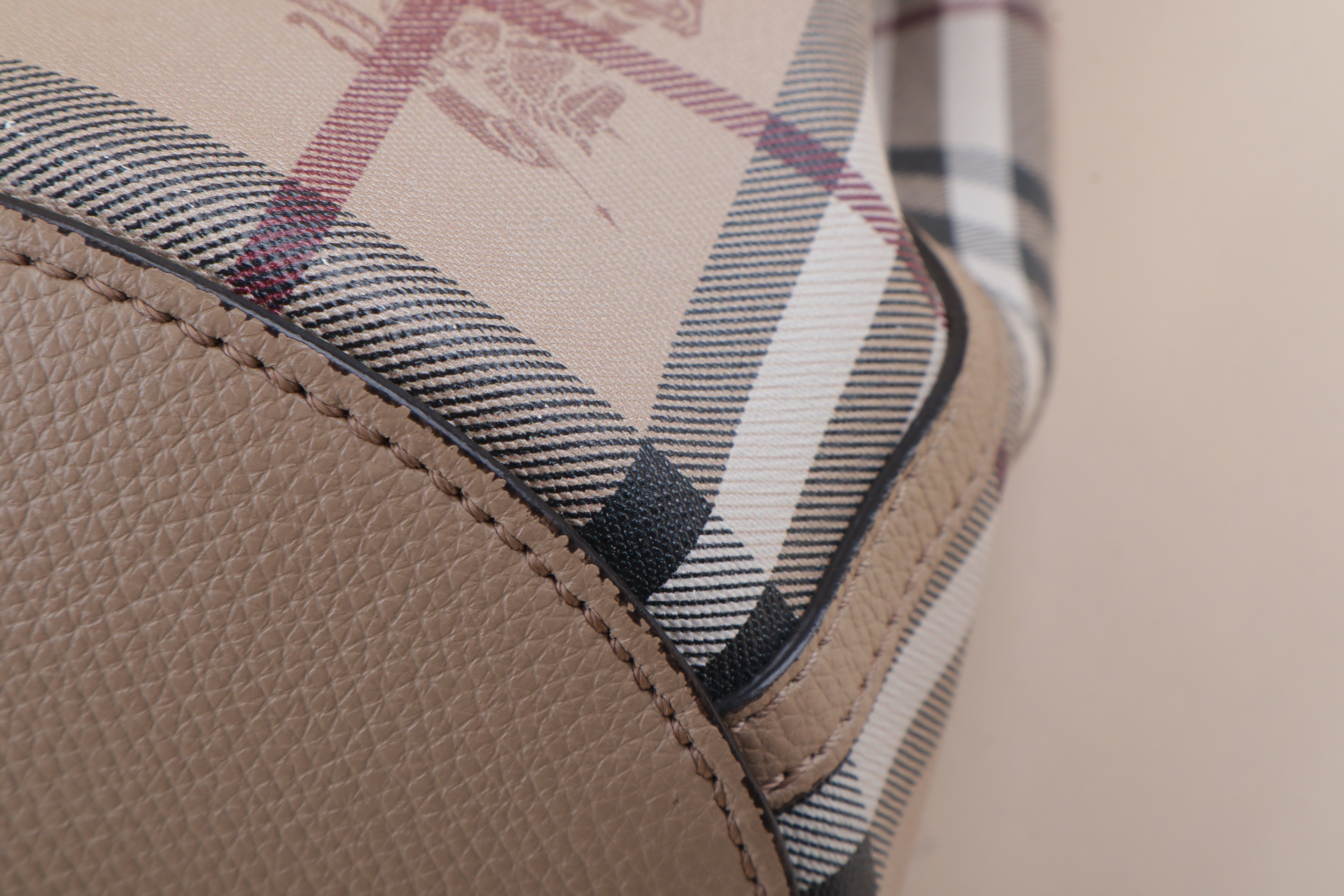 Burberry Beige Lorne Small Nova Check Bucket Bag