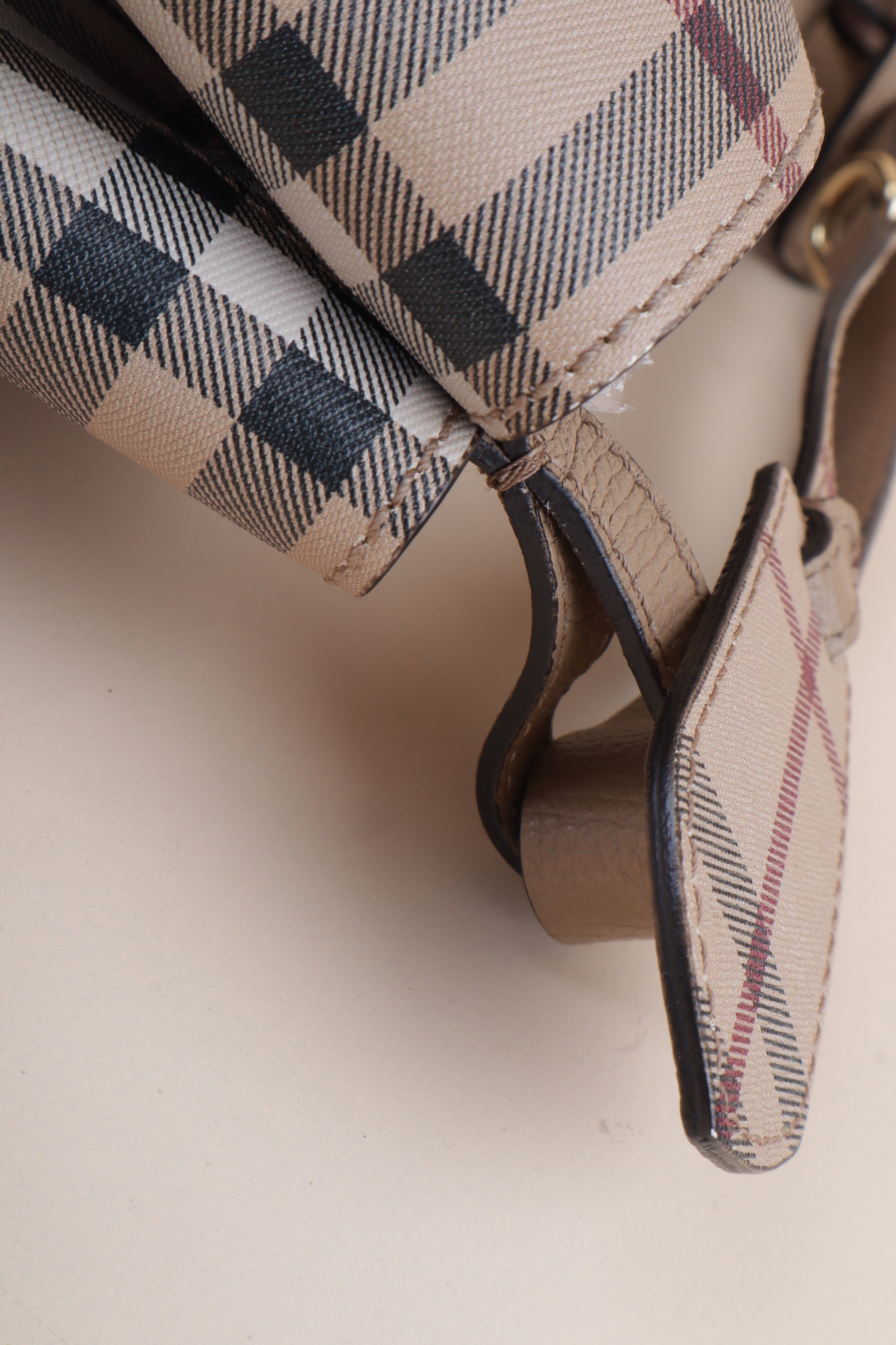 Burberry Beige Lorne Small Nova Check Bucket Bag