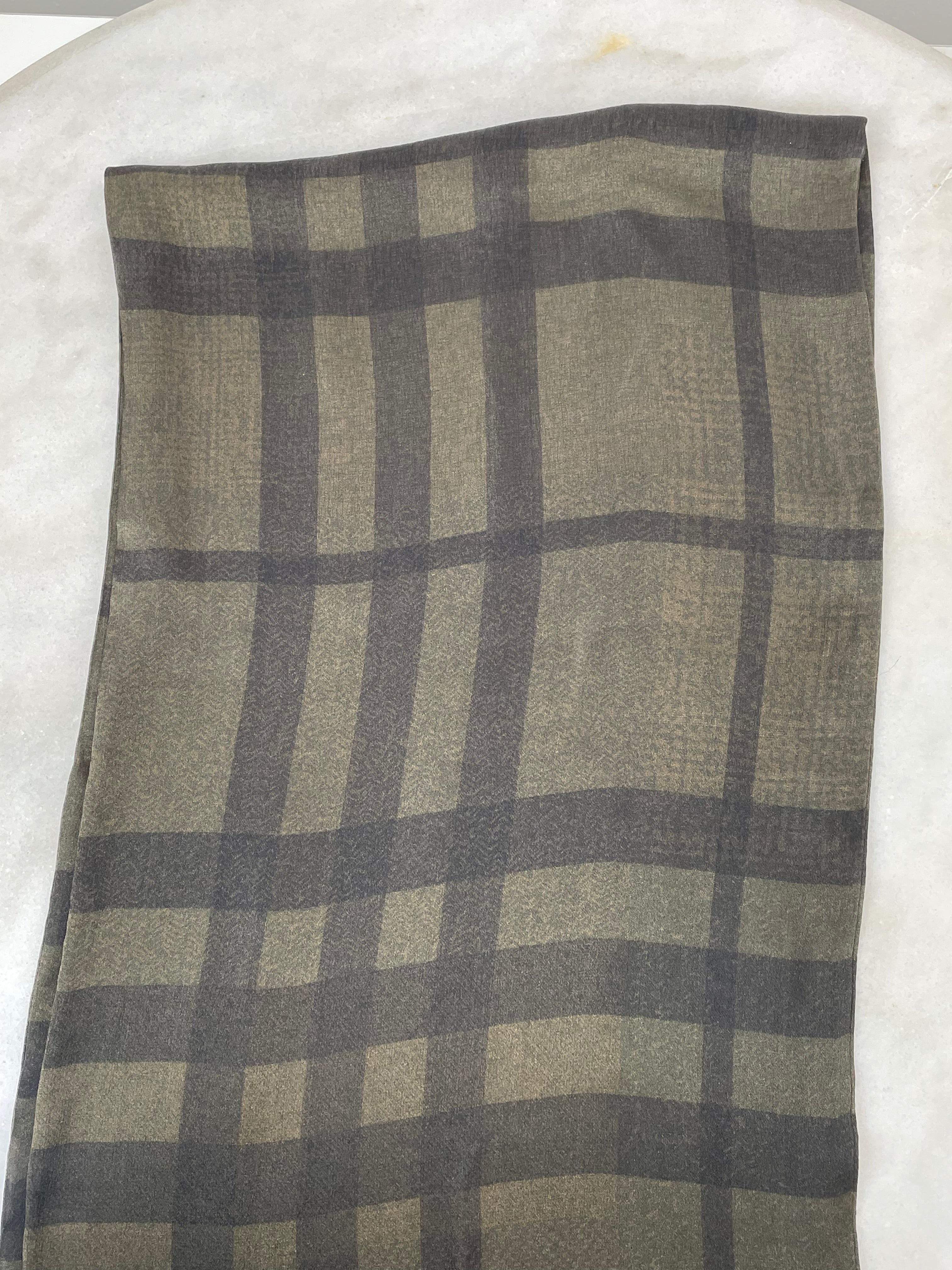 Burberry Olive Nova Check Silk Scarf-Scarf-Burberry-The Closet Egypt