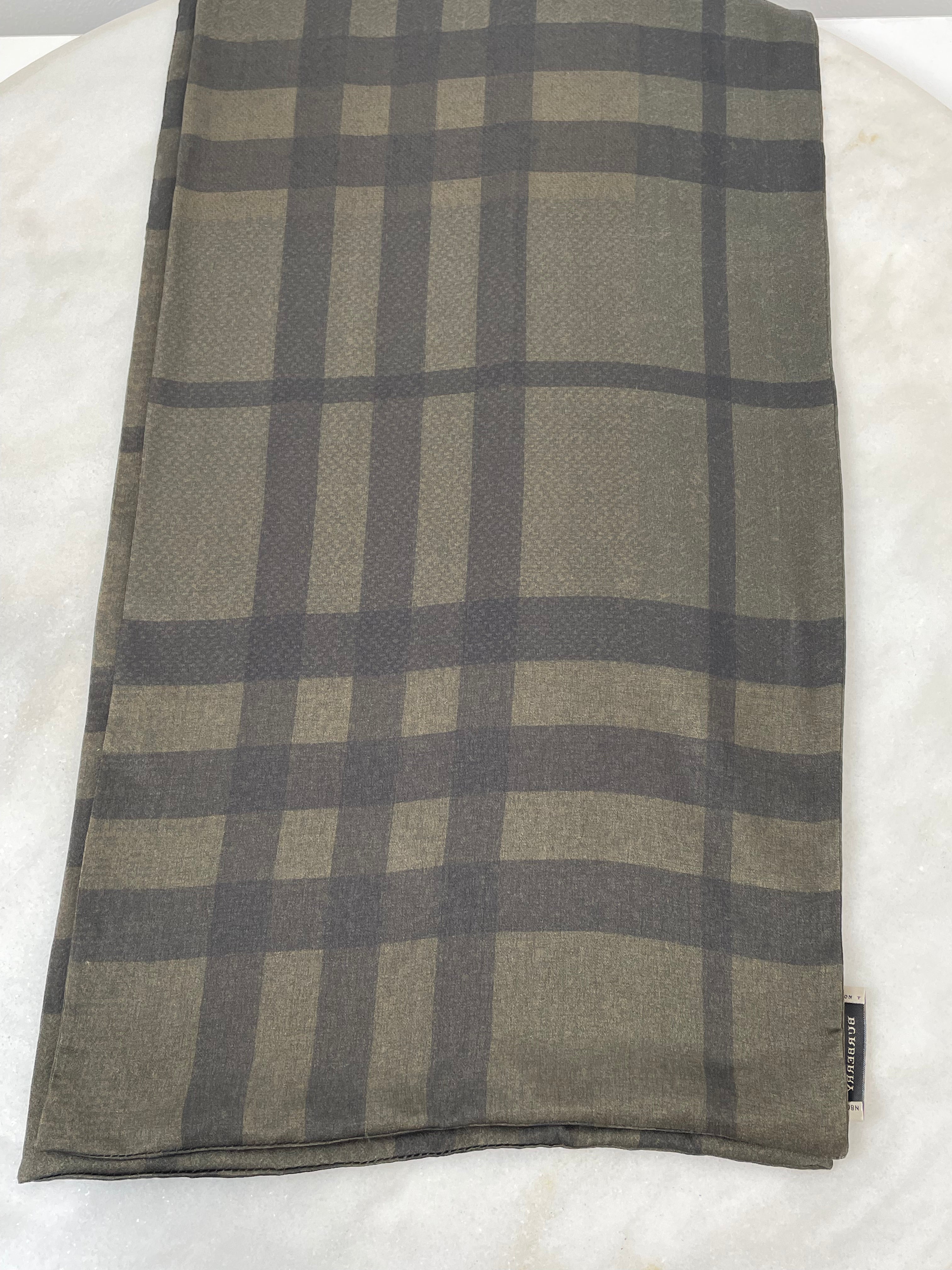 Burberry Olive Nova Check Silk Scarf-Scarf-Burberry-The Closet Egypt