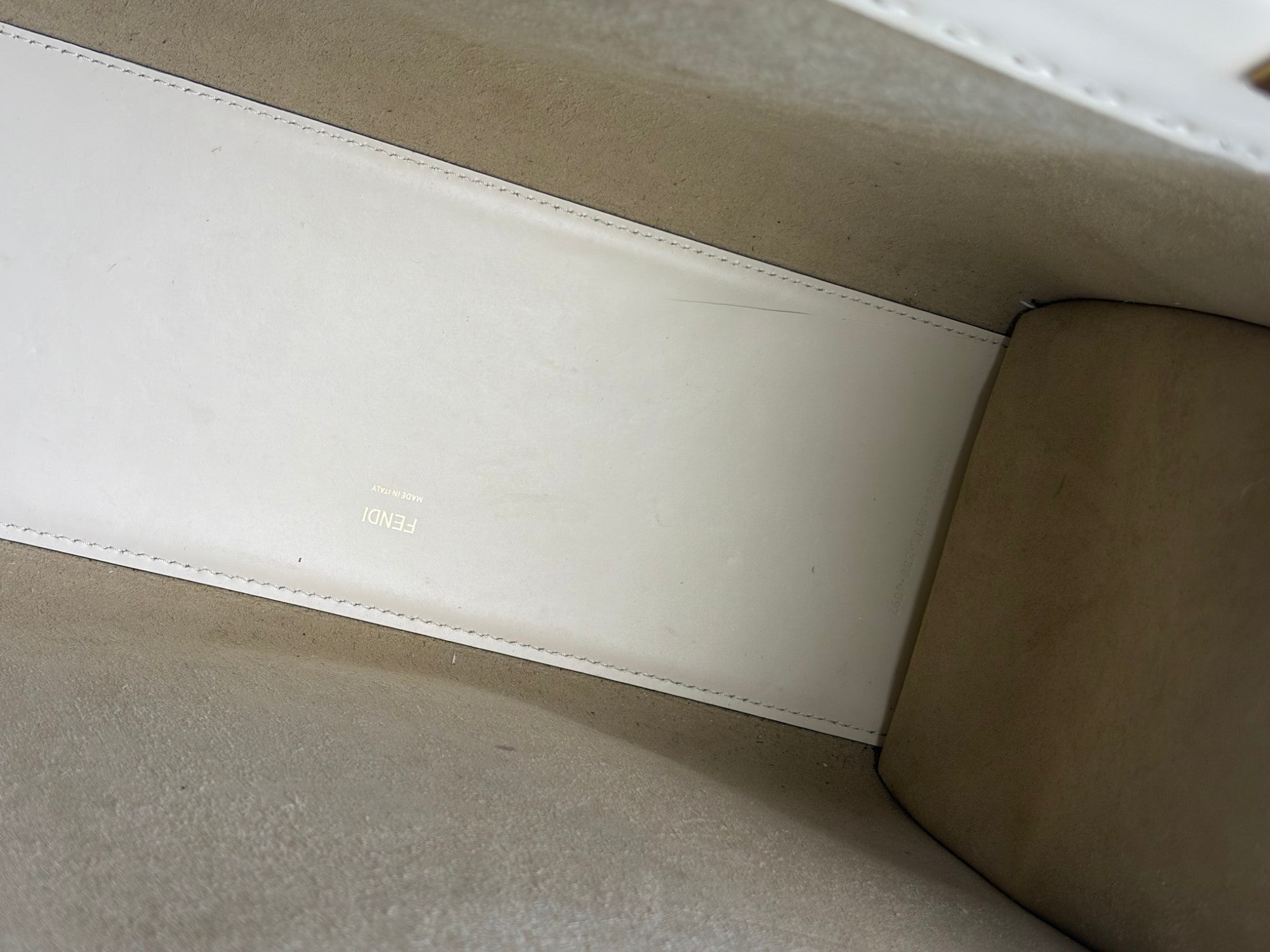 Fendi sunshine off white calfskin medium tote bag