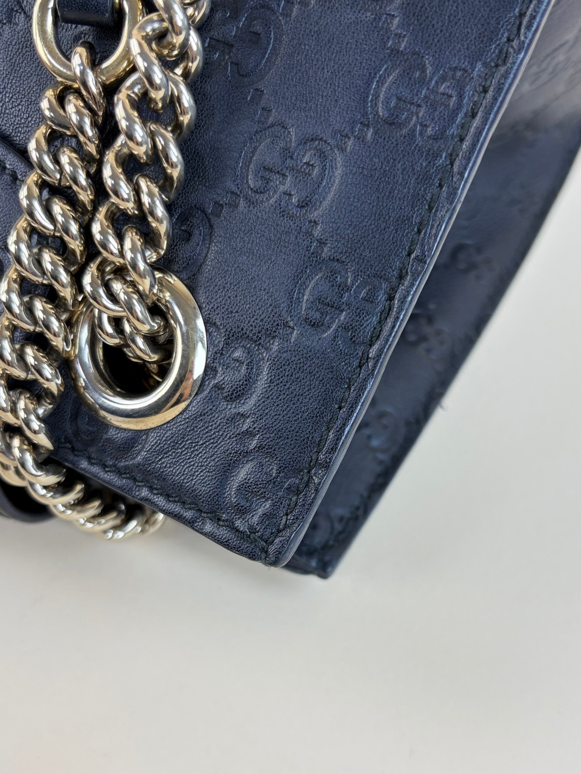 Gucci Black Guccissima Large Emily Chain Shoulder Bag