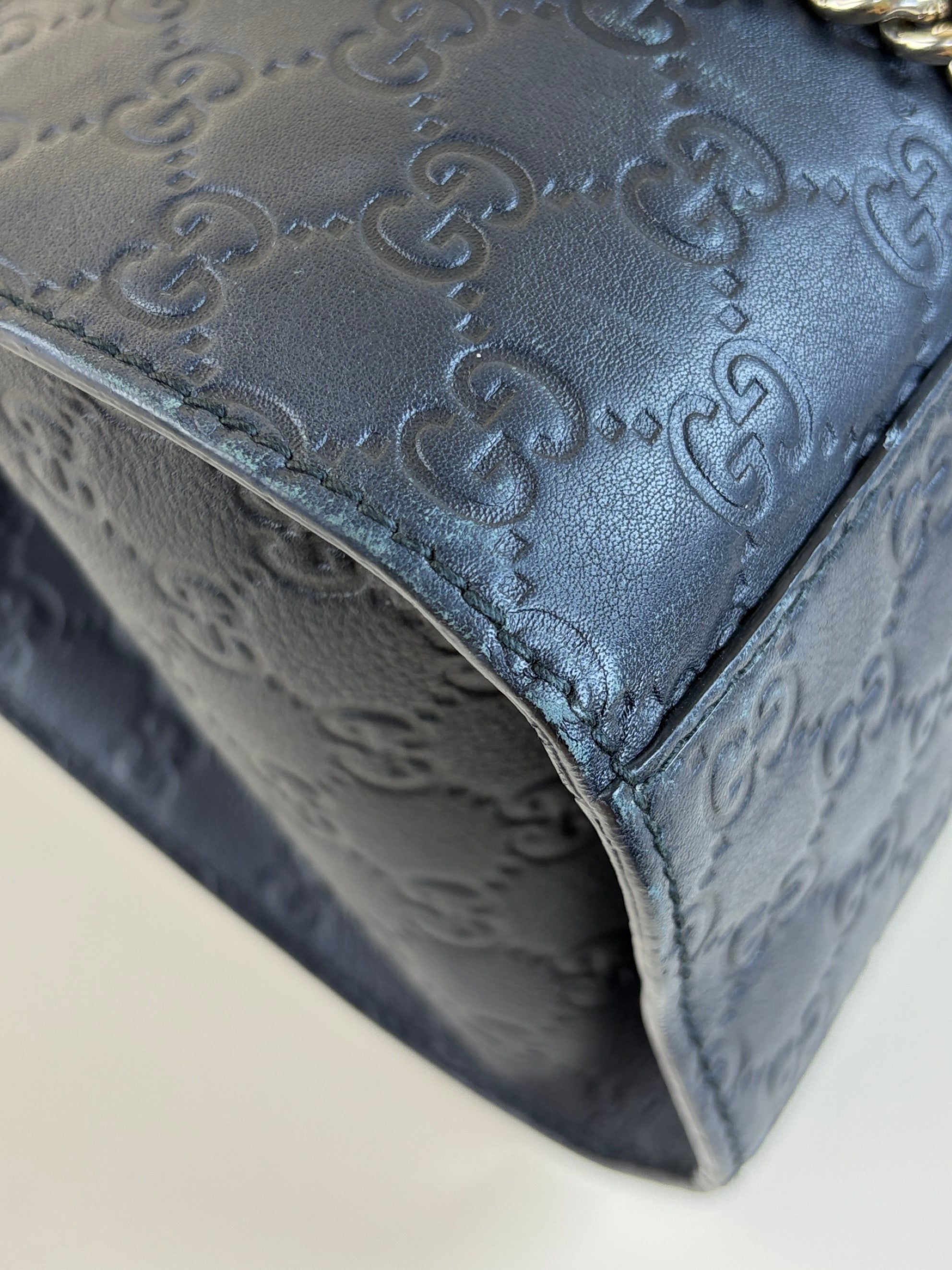 Gucci Black Guccissima Large Emily Chain Shoulder Bag
