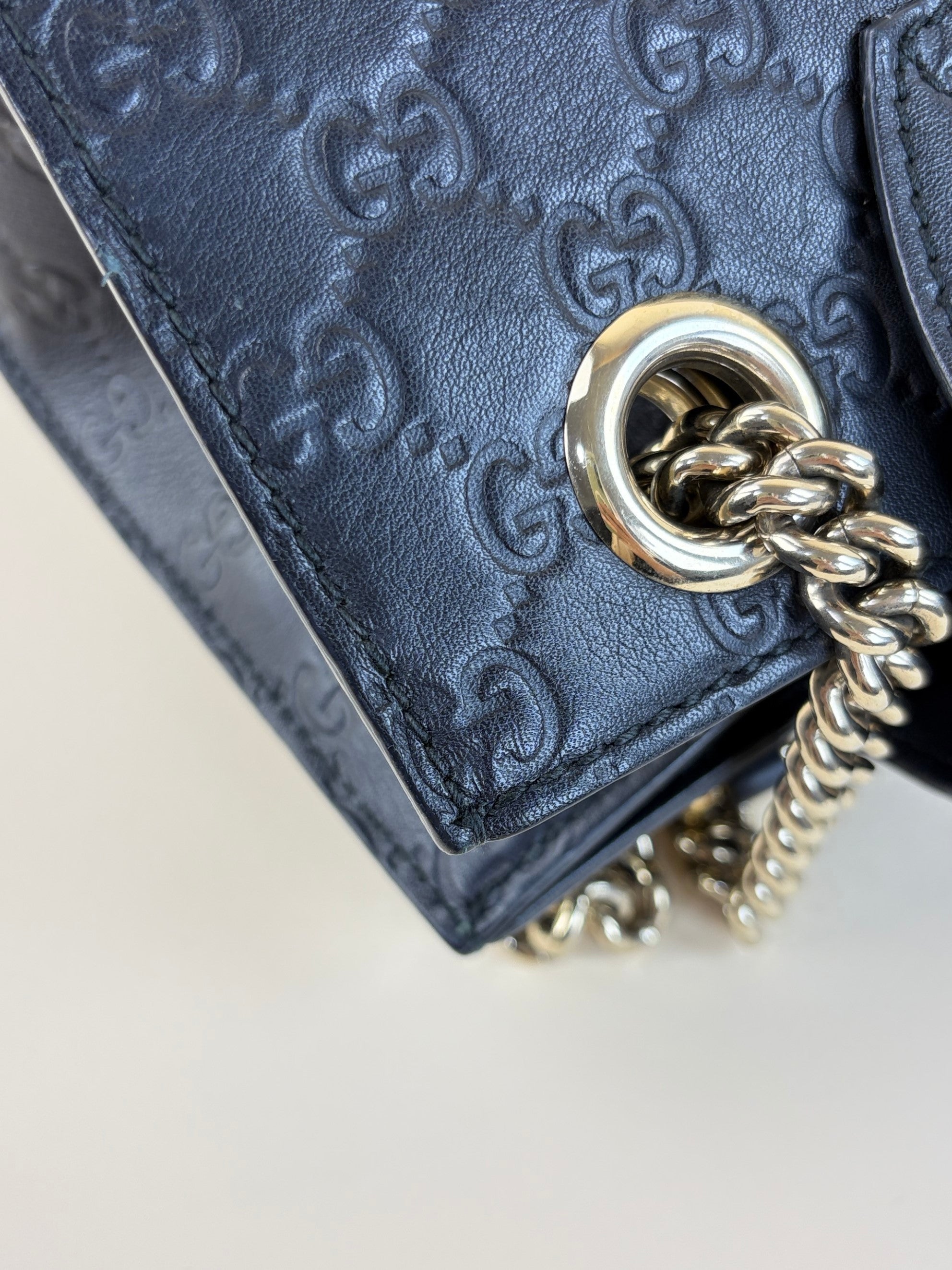 Gucci Black Guccissima Large Emily Chain Shoulder Bag