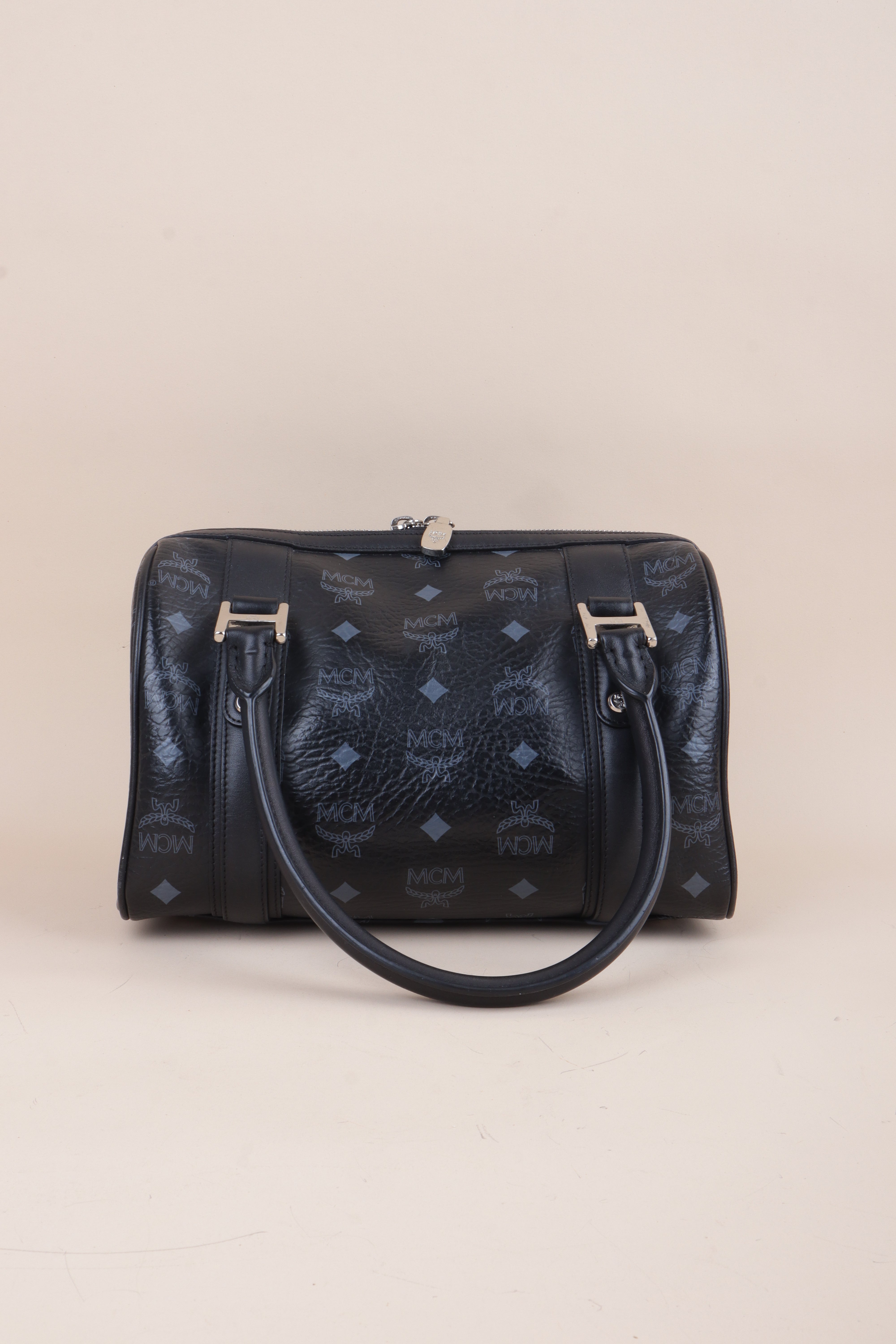 MCM Black Small Front Pocket Boston Tote Bag
