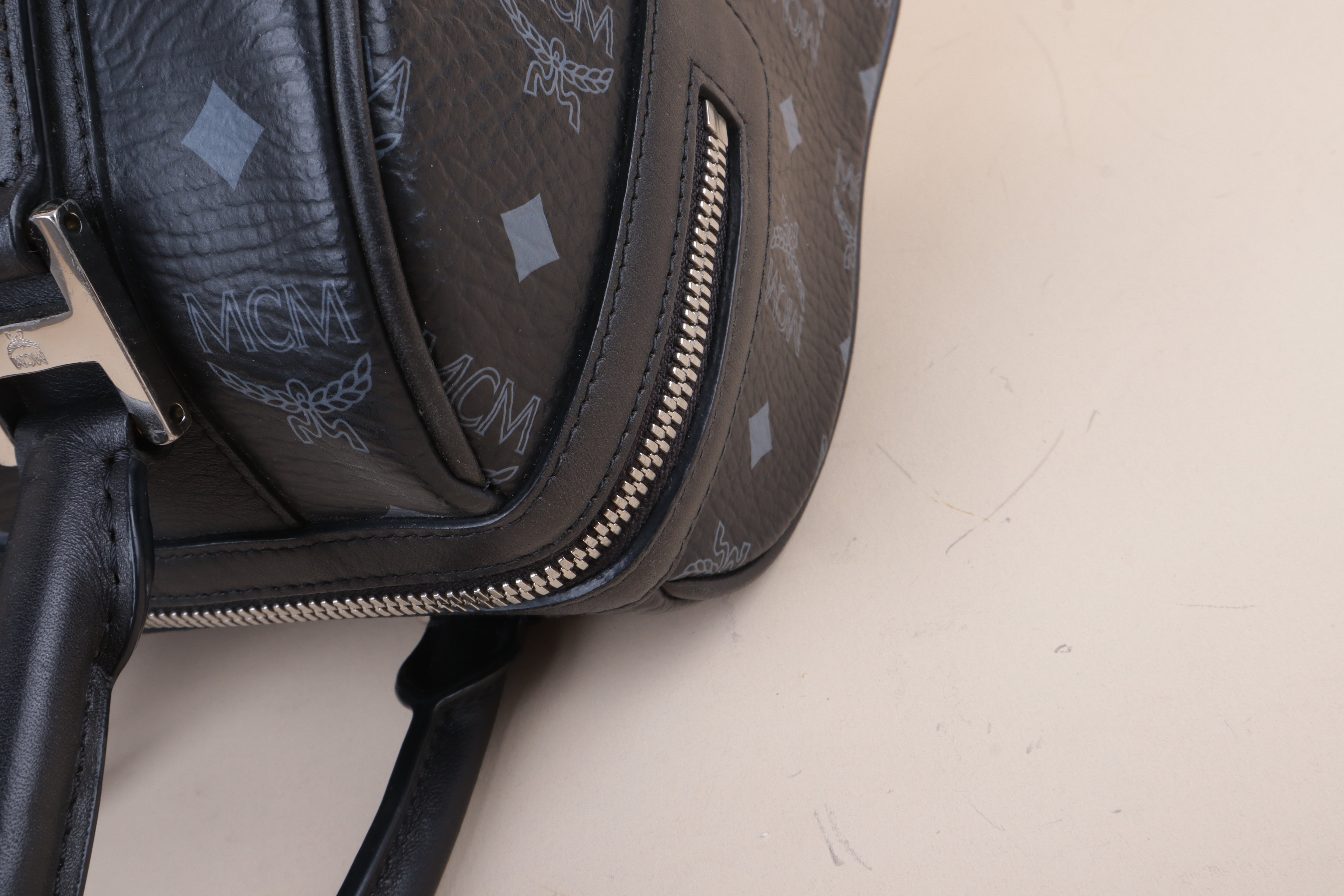 MCM Black Small Front Pocket Boston Tote Bag