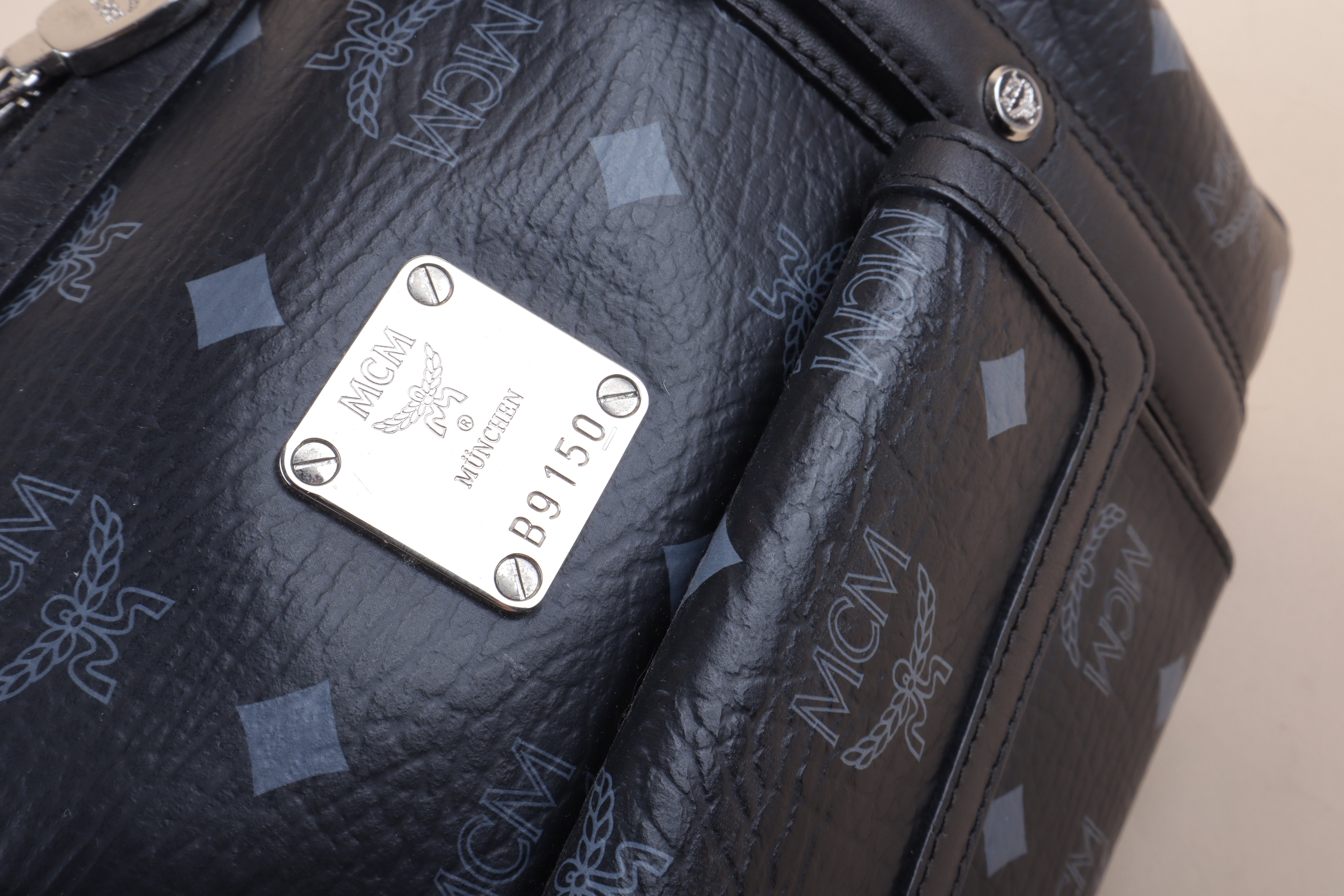 MCM Black Small Front Pocket Boston Tote Bag
