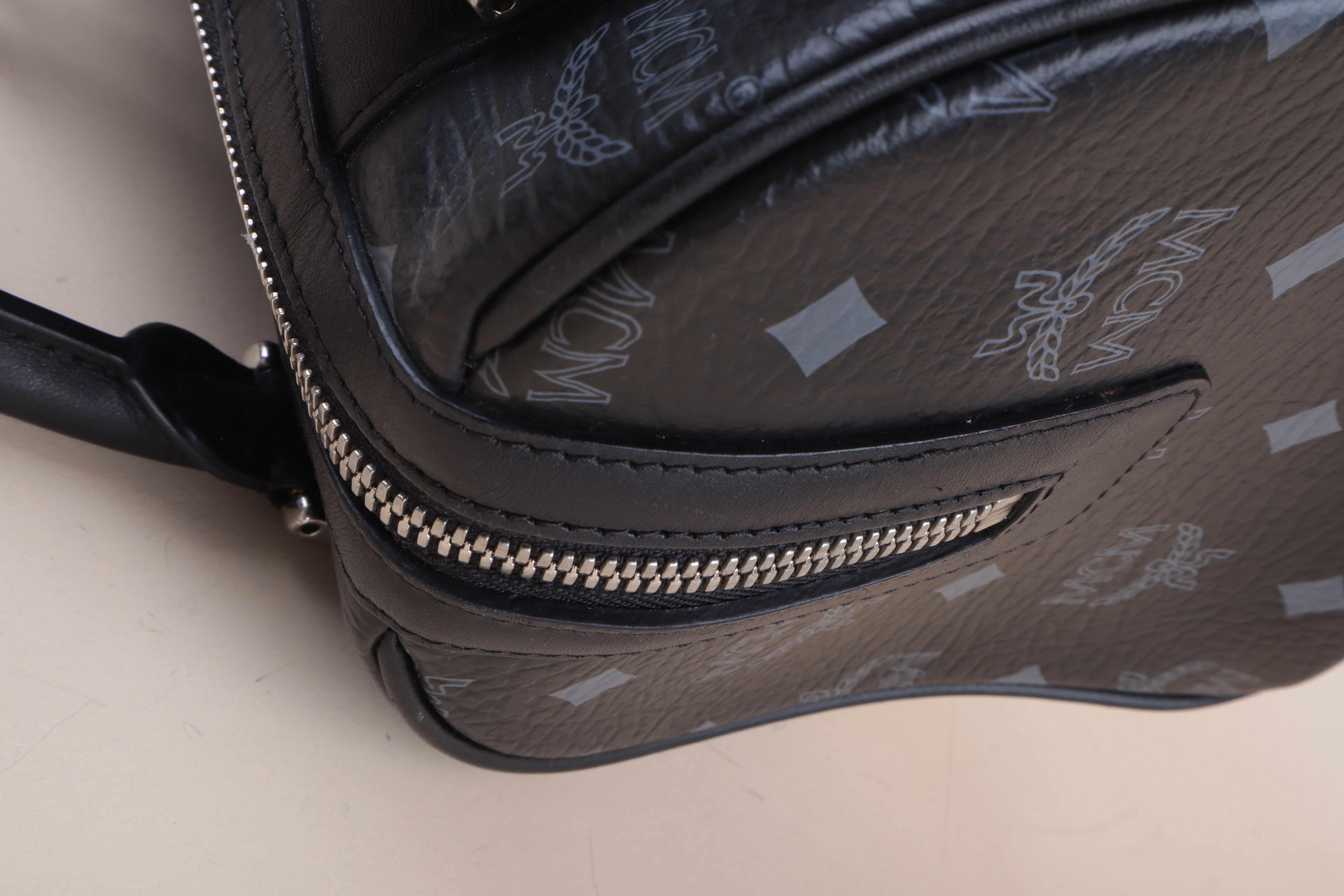 MCM Black Small Front Pocket Boston Tote Bag