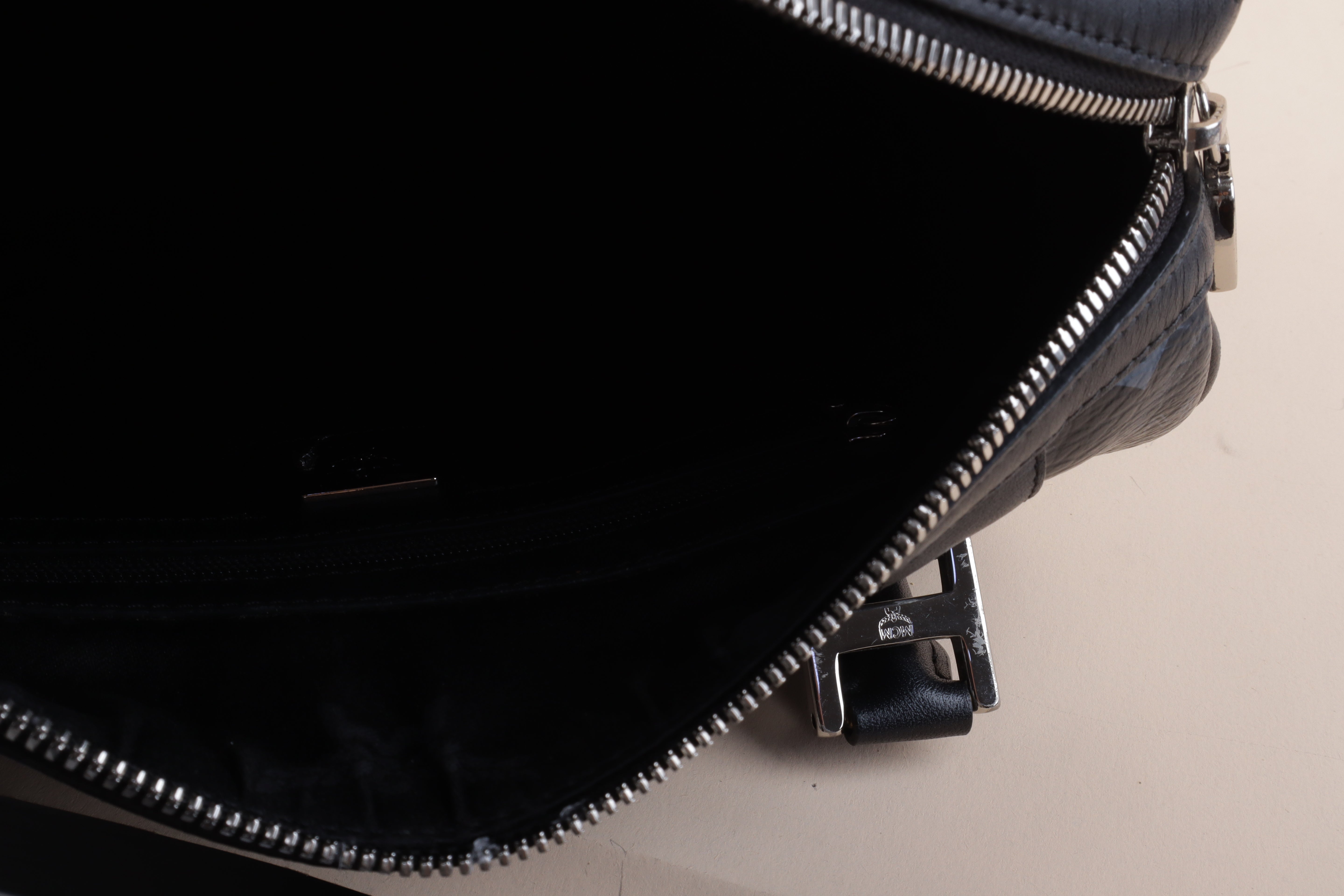 MCM Black Small Front Pocket Boston Tote Bag