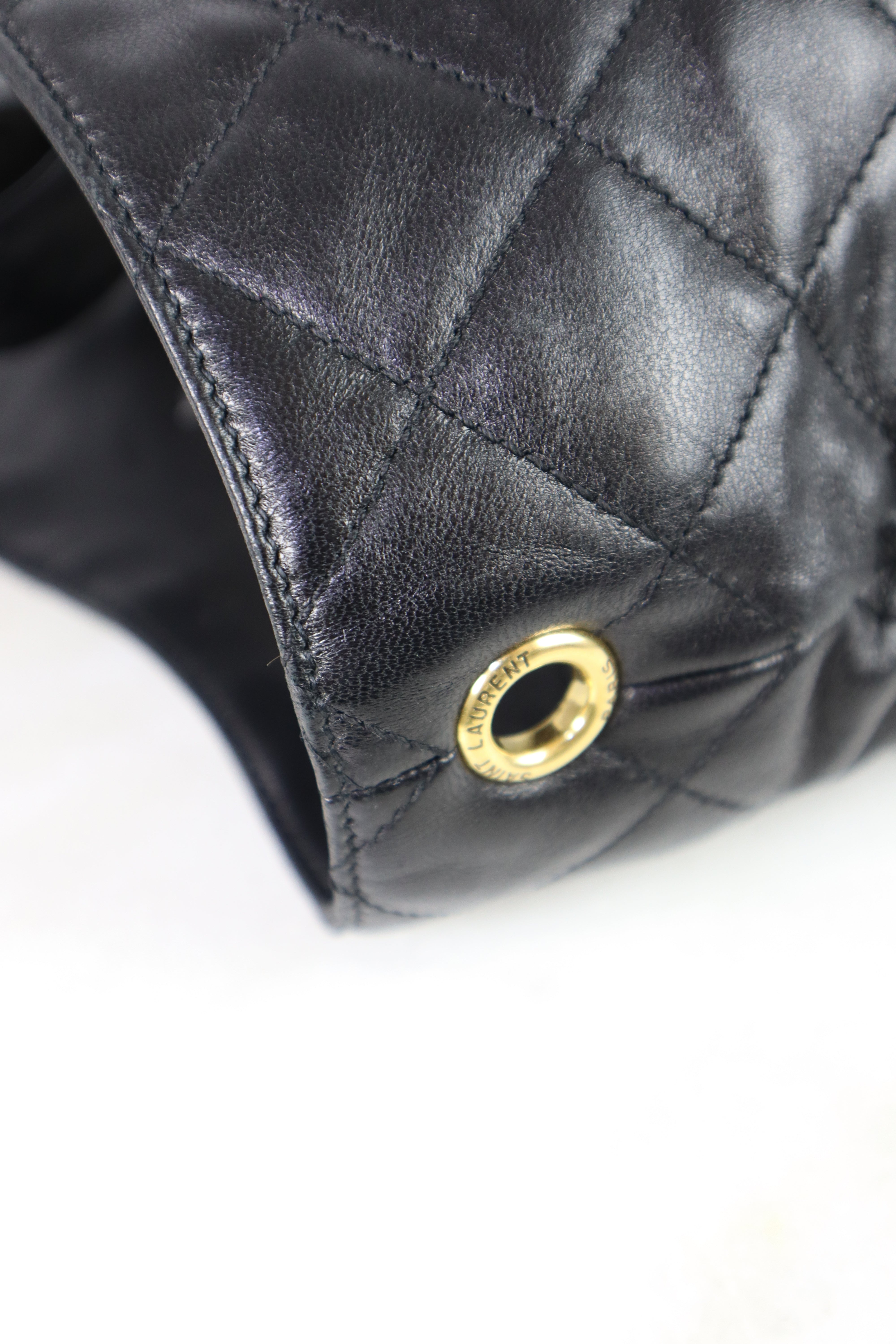 YSL Black ICARE Quilted Tote Bag W/ Pouch