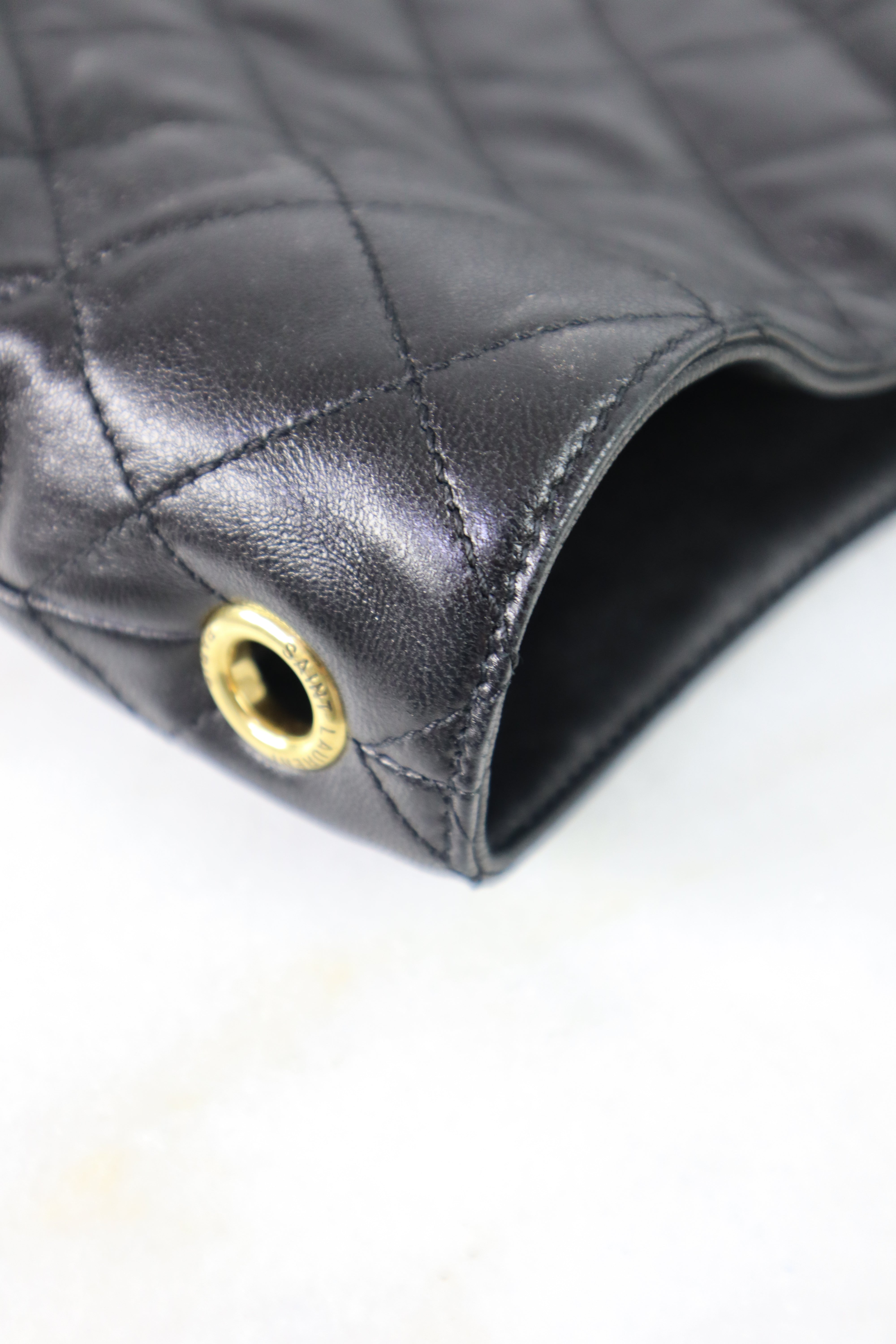 YSL Black ICARE Quilted Tote Bag W/ Pouch