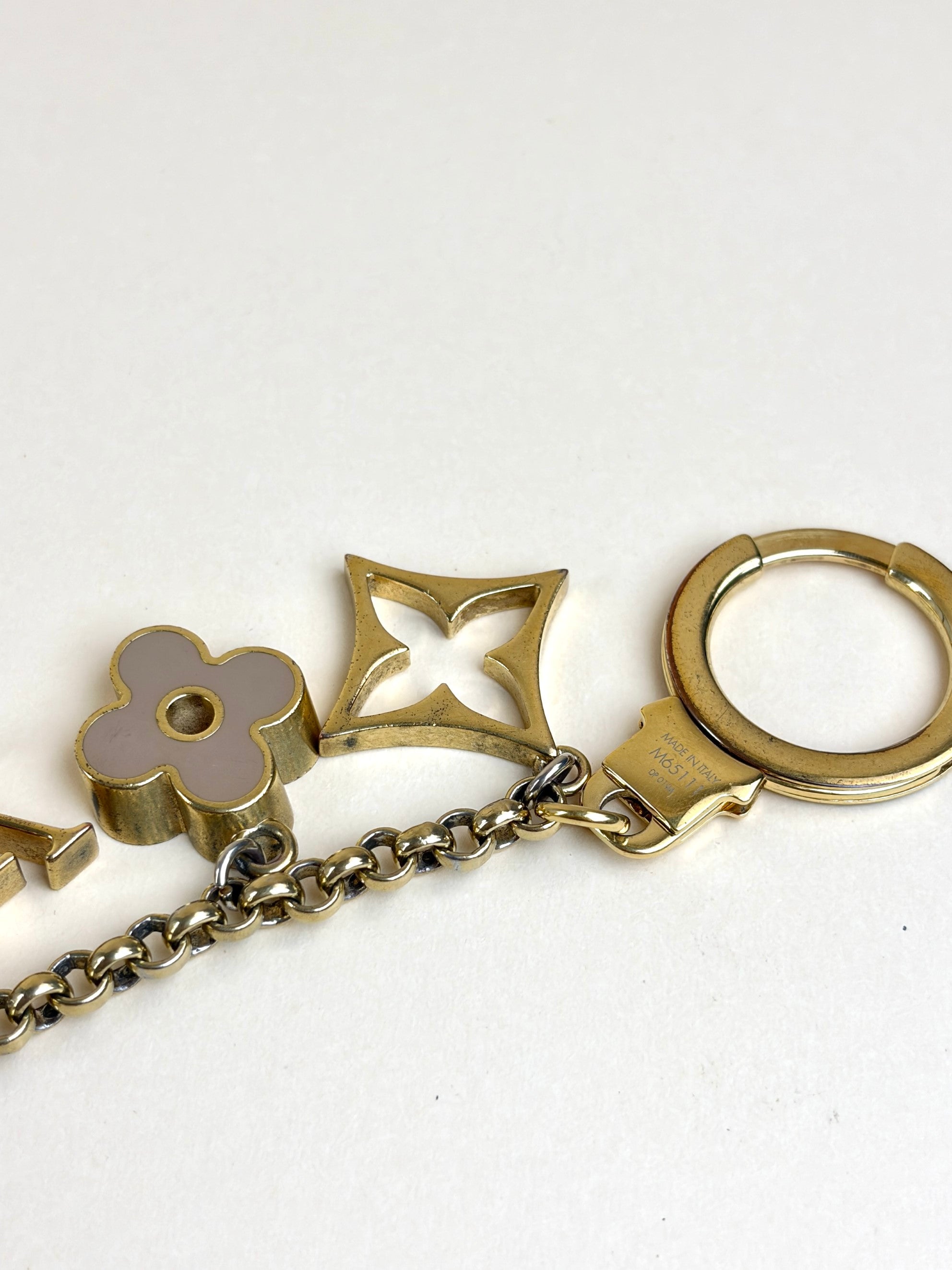 Louis Vuitton Gold Fleur De Monogram Chain Bag Charm