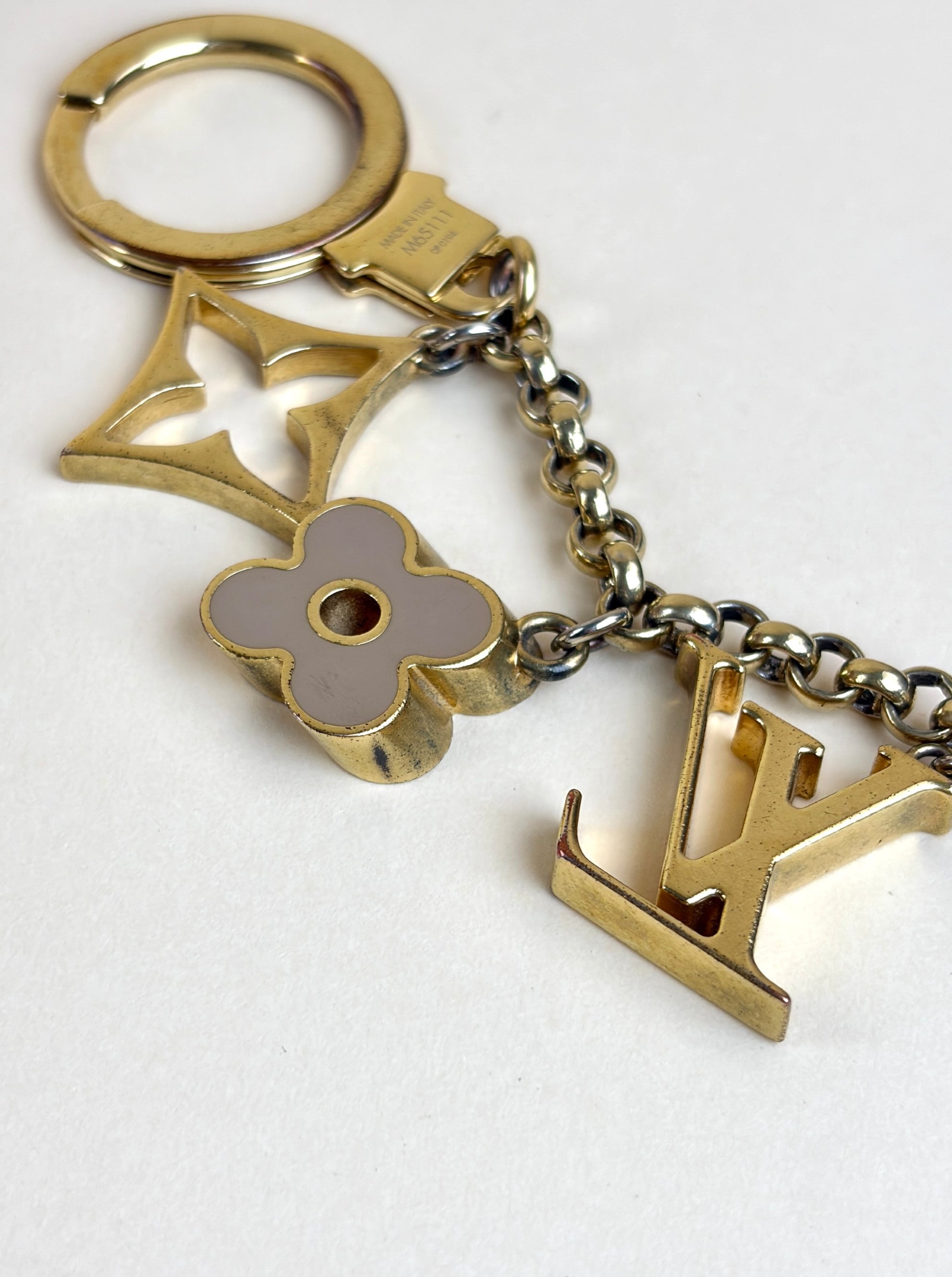 Louis Vuitton Gold Fleur De Monogram Chain Bag Charm