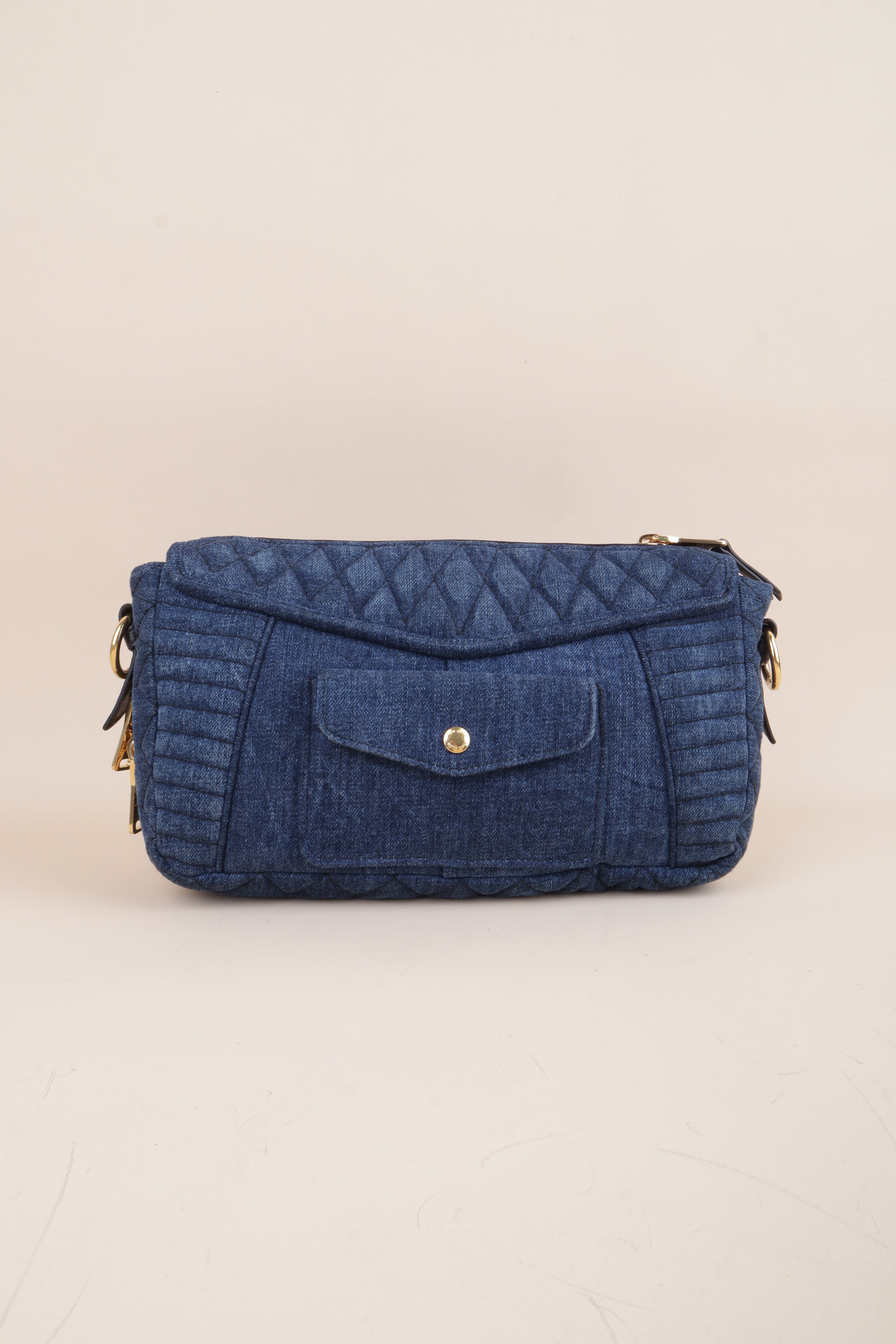 Miu Miu Bicolor Quilted Matelasse Biker Shoulder Bag