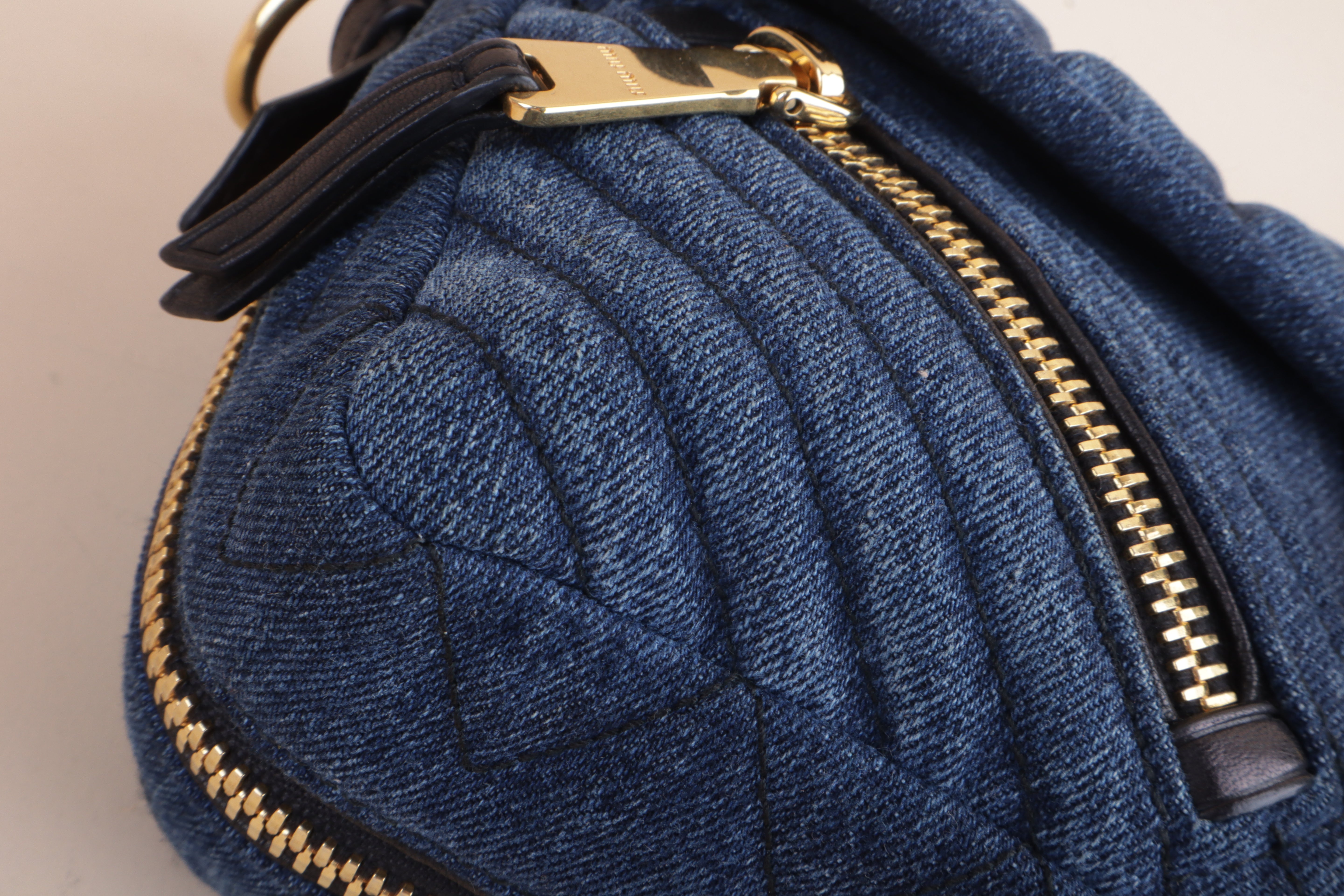 Miu Miu Bicolor Quilted Matelasse Biker Shoulder Bag
