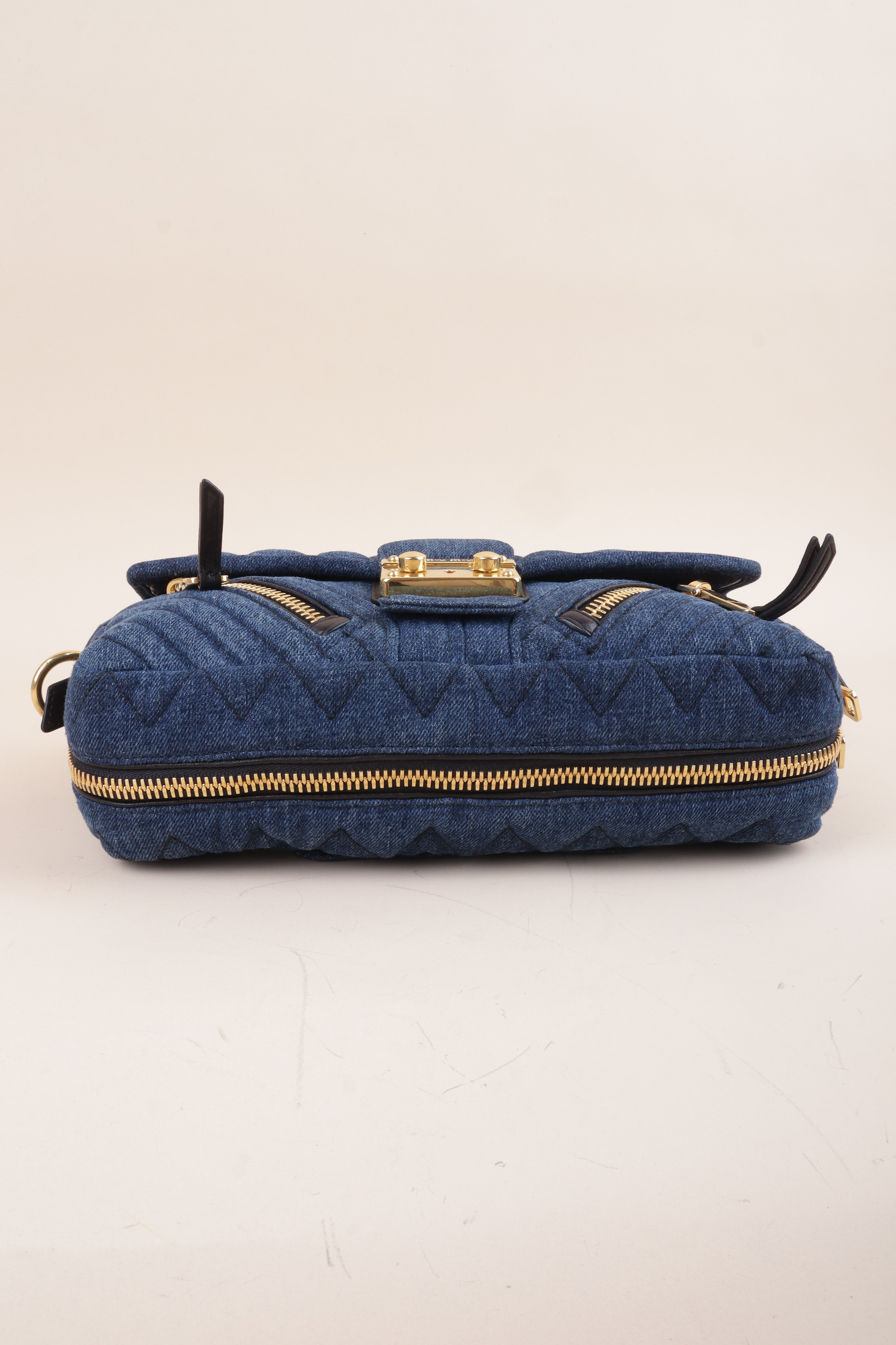 Miu Miu Bicolor Quilted Matelasse Biker Shoulder Bag