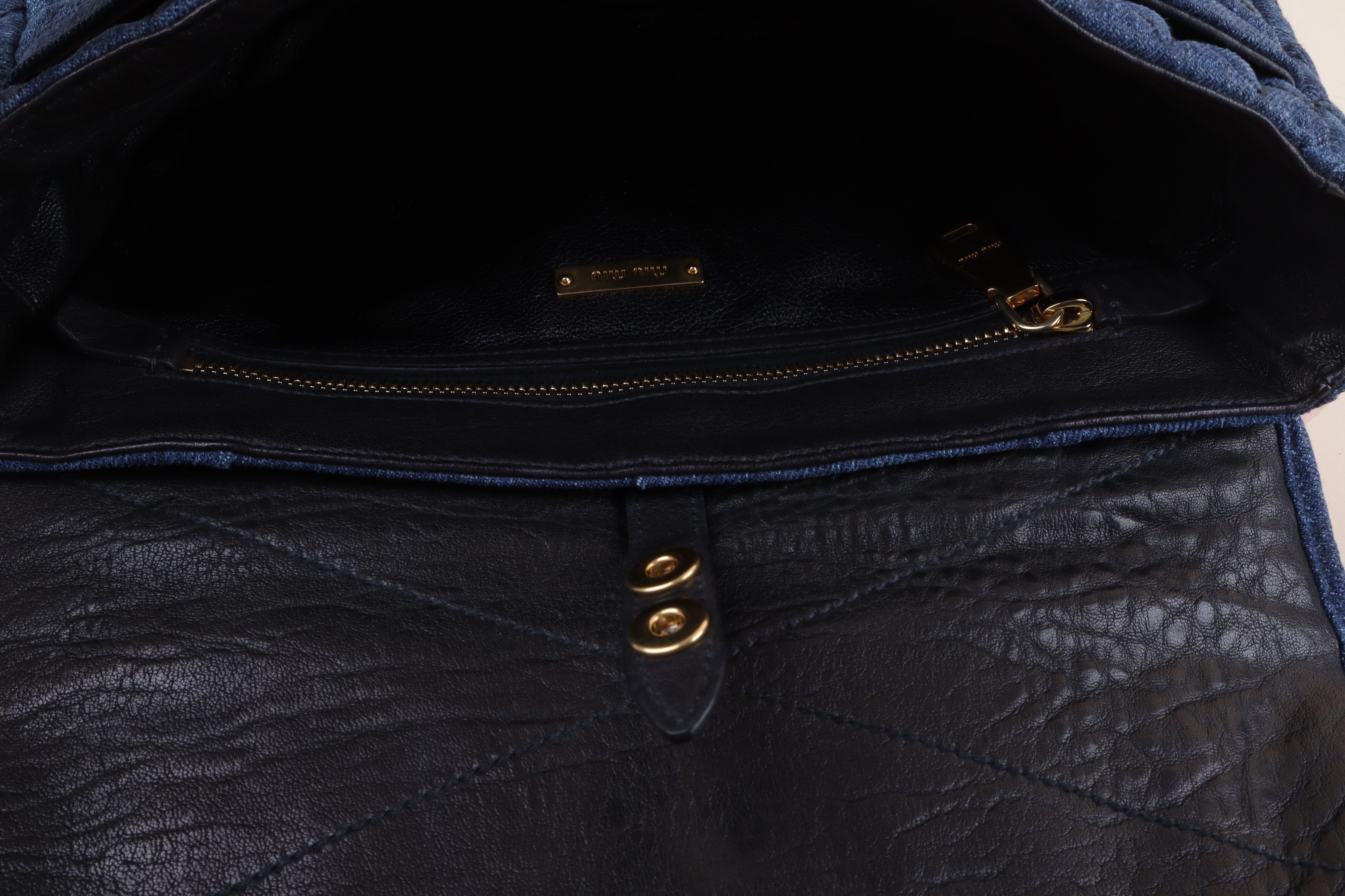 Miu Miu Bicolor Quilted Matelasse Biker Shoulder Bag