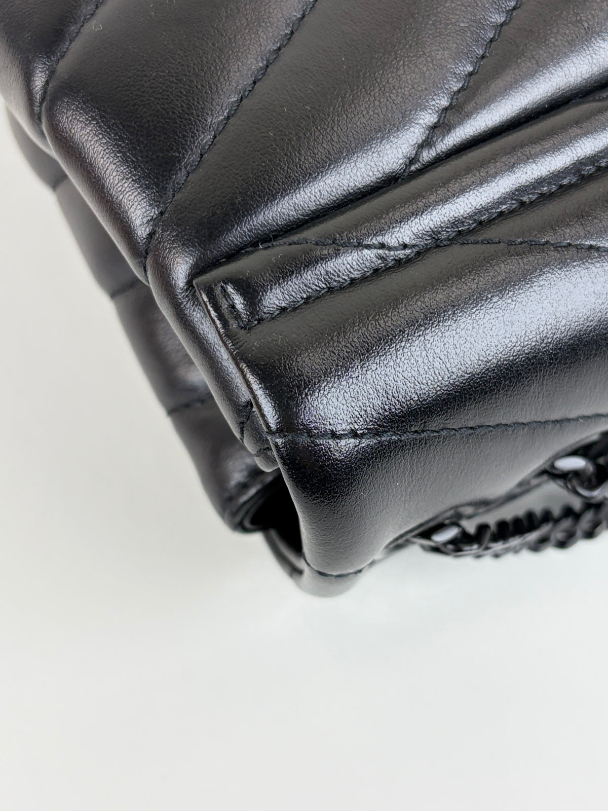 YSL Black calfskin quilted monogram small Loulou chain bag