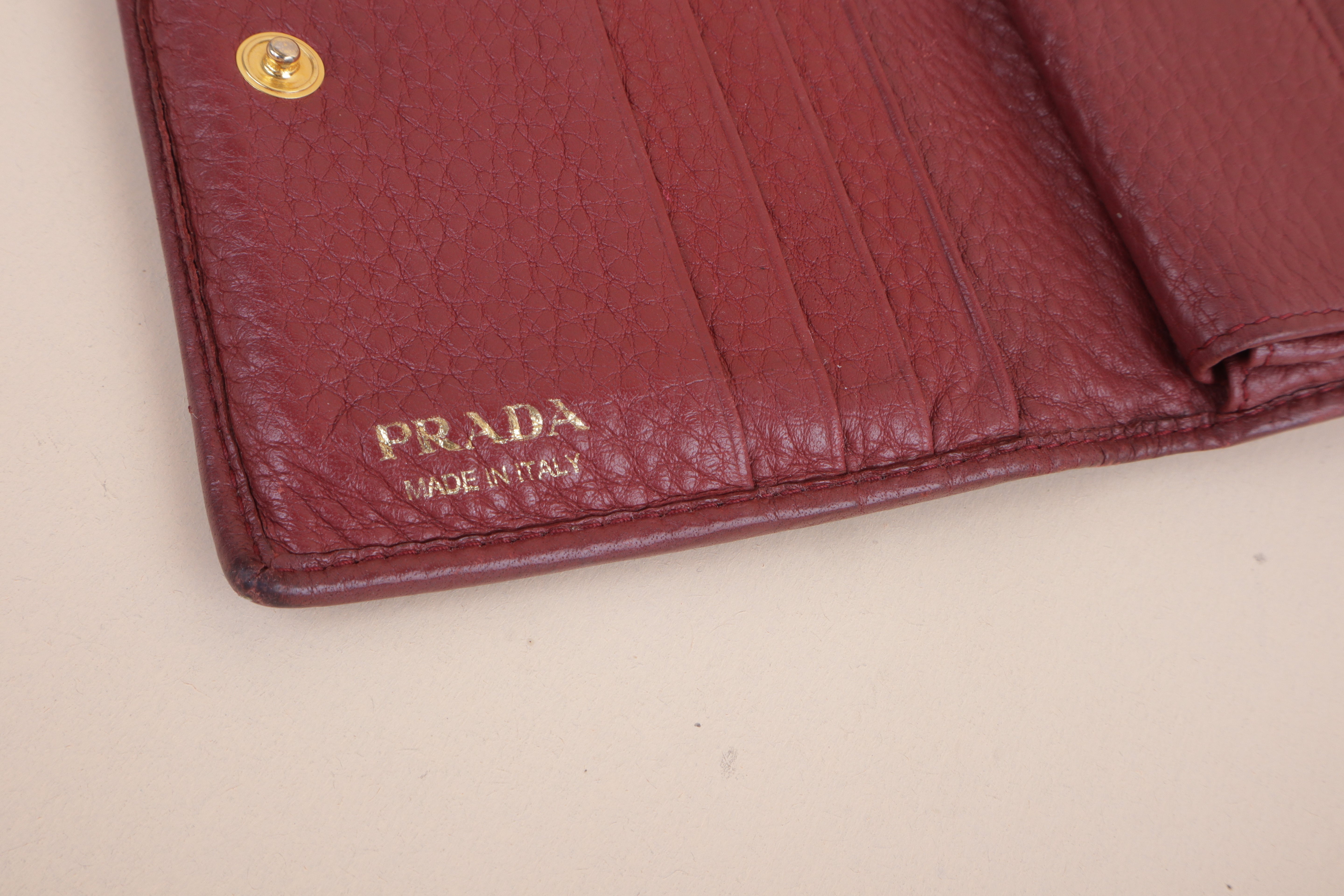 Prada Burgundy Bifold Small Wallet