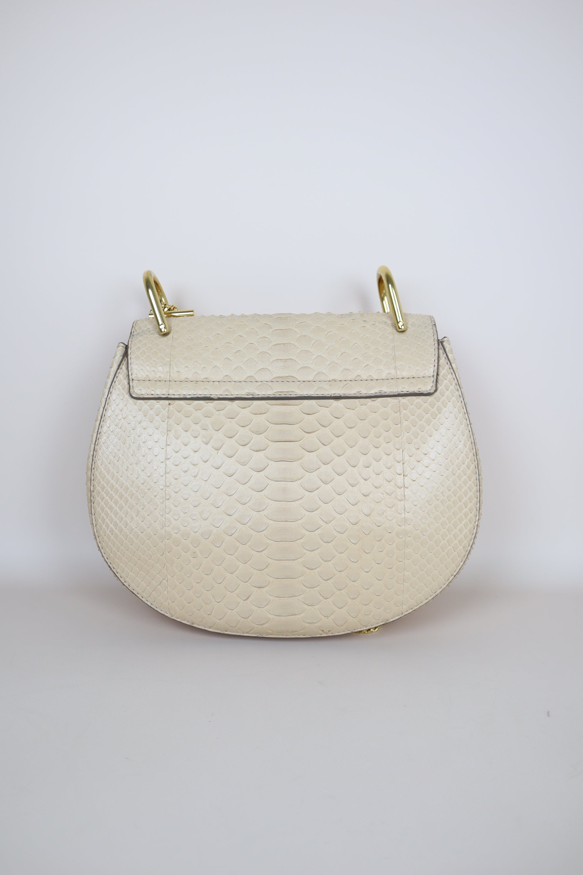 Chloe Beige Python Small Drew Shoulder Bag