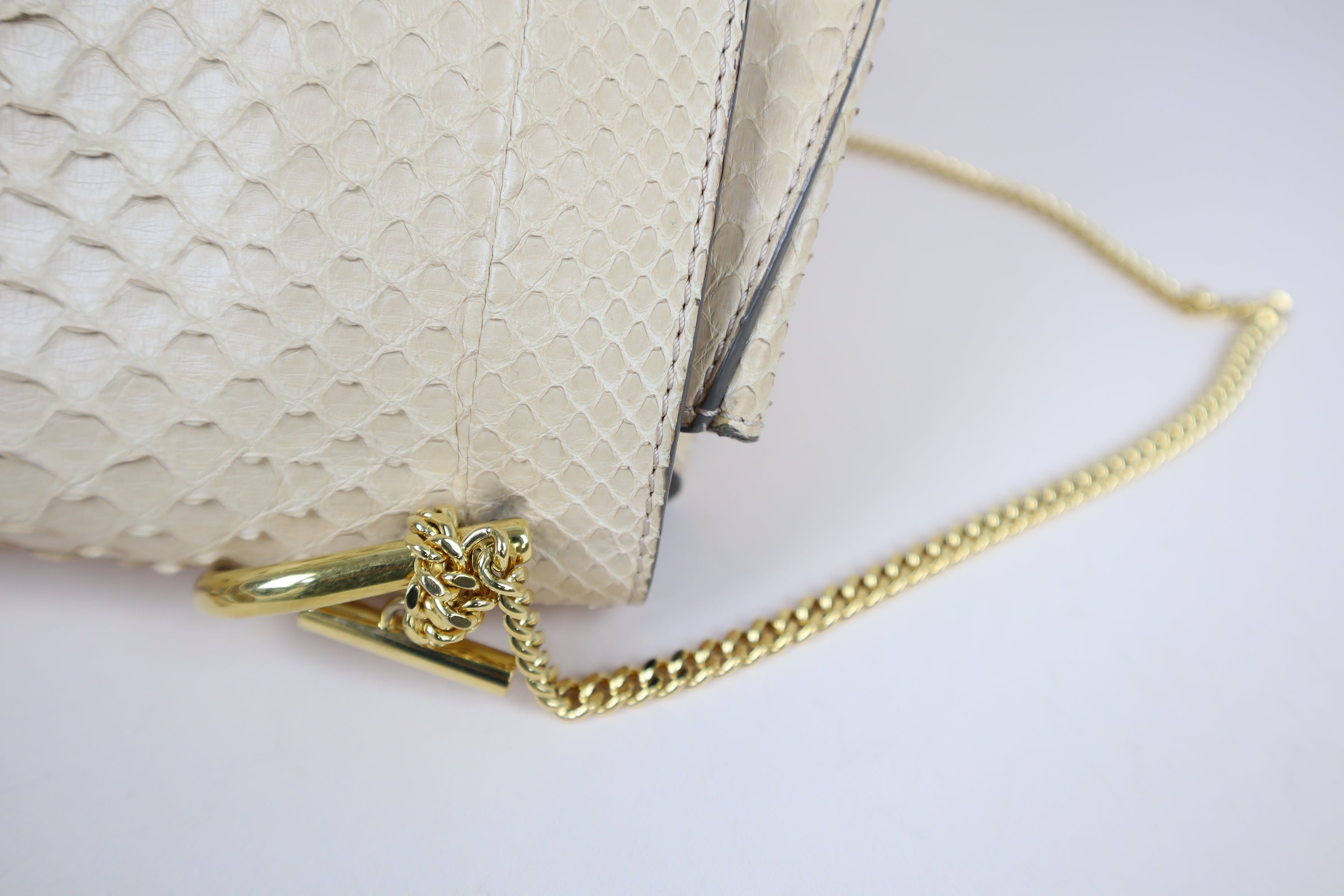 Chloe Beige Python Small Drew Shoulder Bag