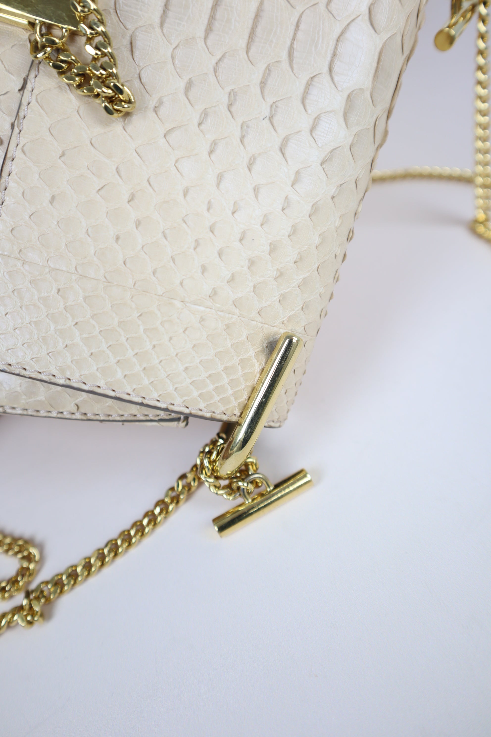 Chloe Beige Python Small Drew Shoulder Bag