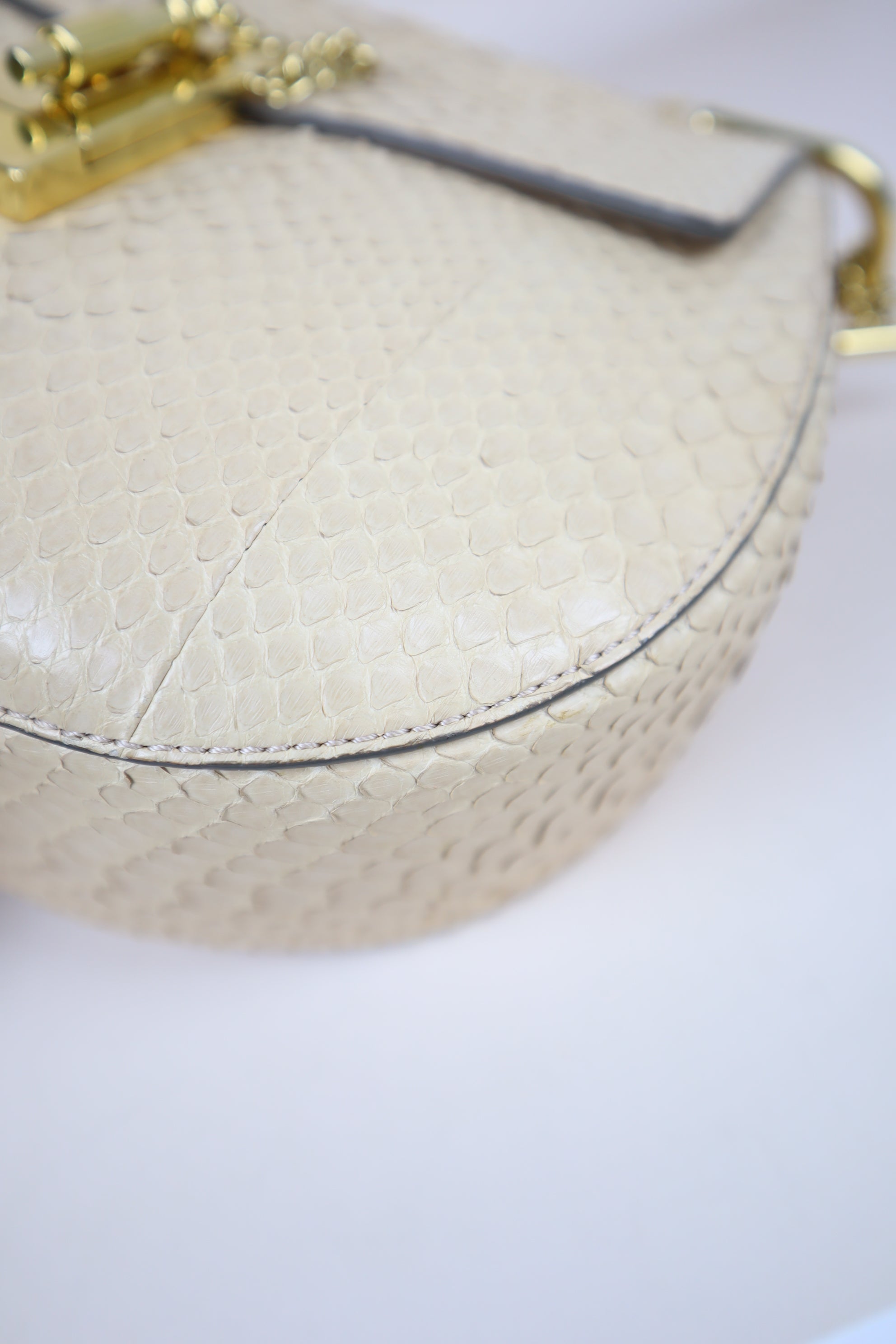 Chloe Beige Python Small Drew Shoulder Bag