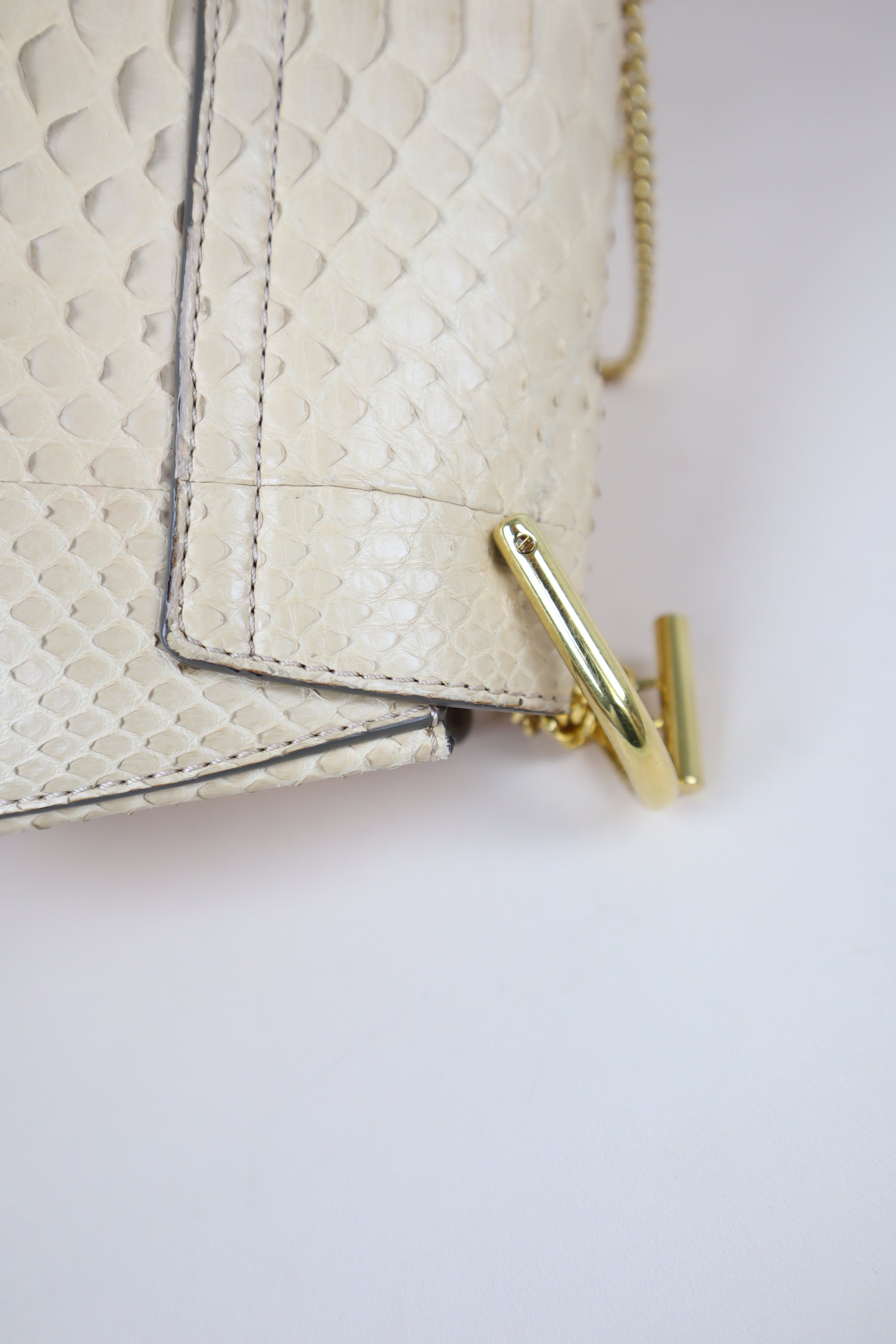 Chloe Beige Python Small Drew Shoulder Bag