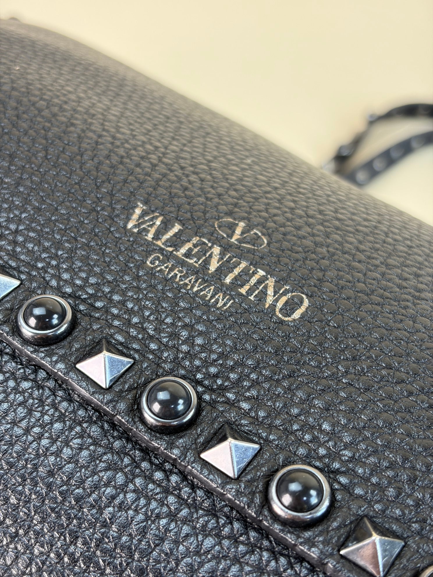 Valentino Black Onyx Medium Rockstud Rolling Tote Bag with Studded Strap