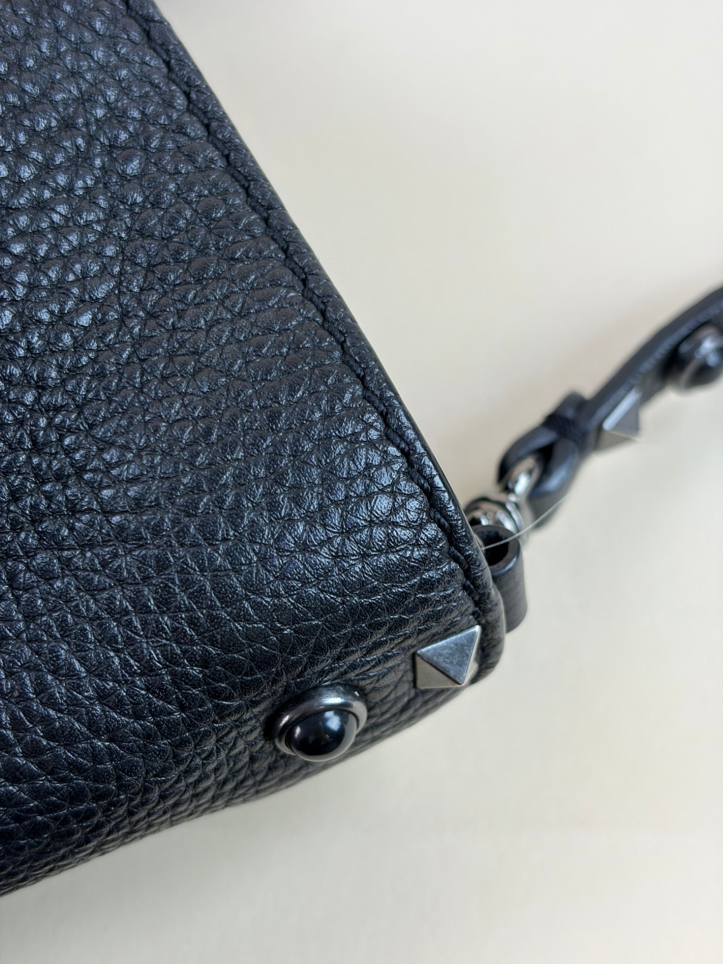 Valentino Black Onyx Medium Rockstud Rolling Tote Bag with Studded Strap