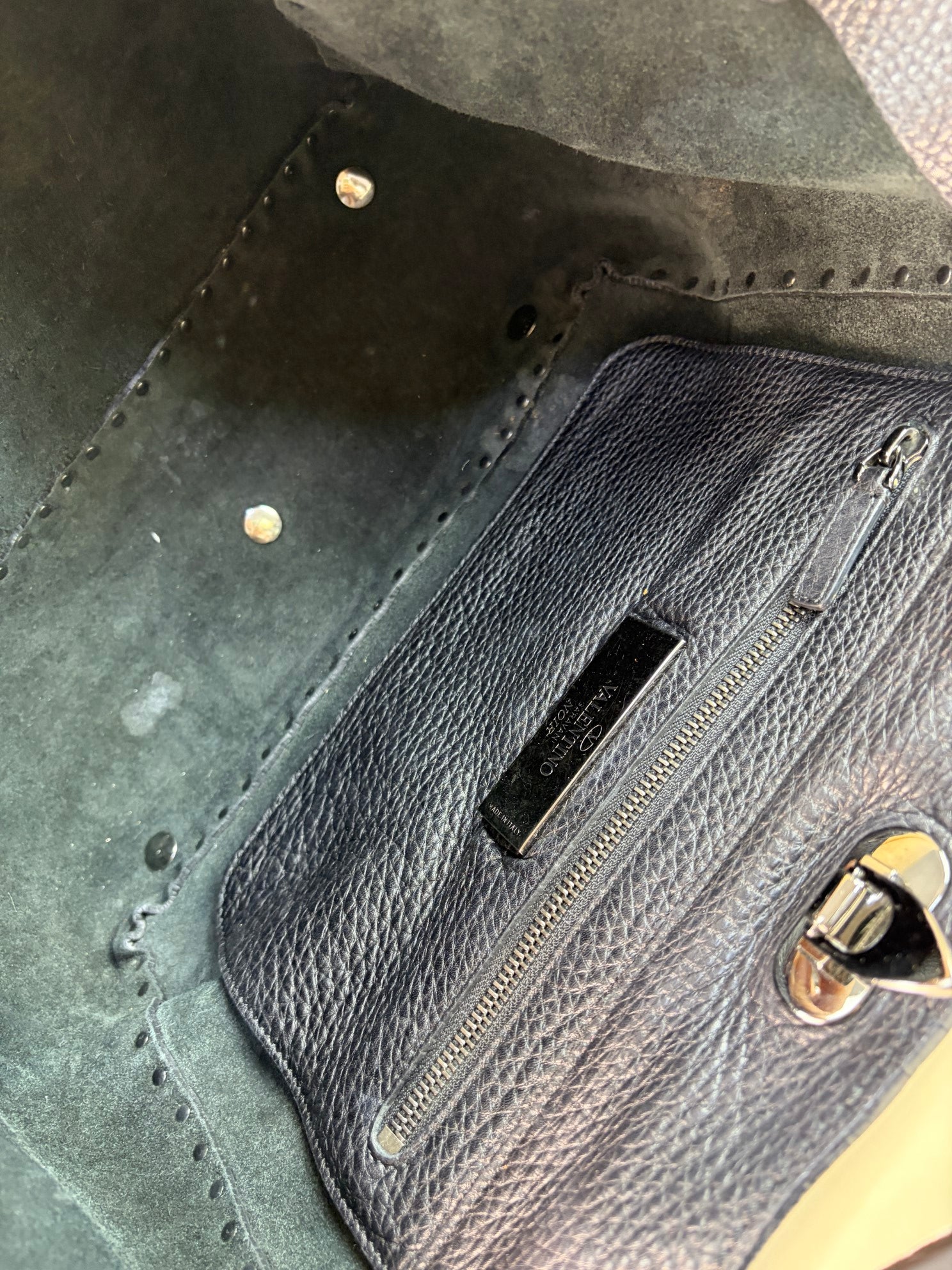 Valentino Black Onyx Medium Rockstud Rolling Tote Bag with Studded Strap