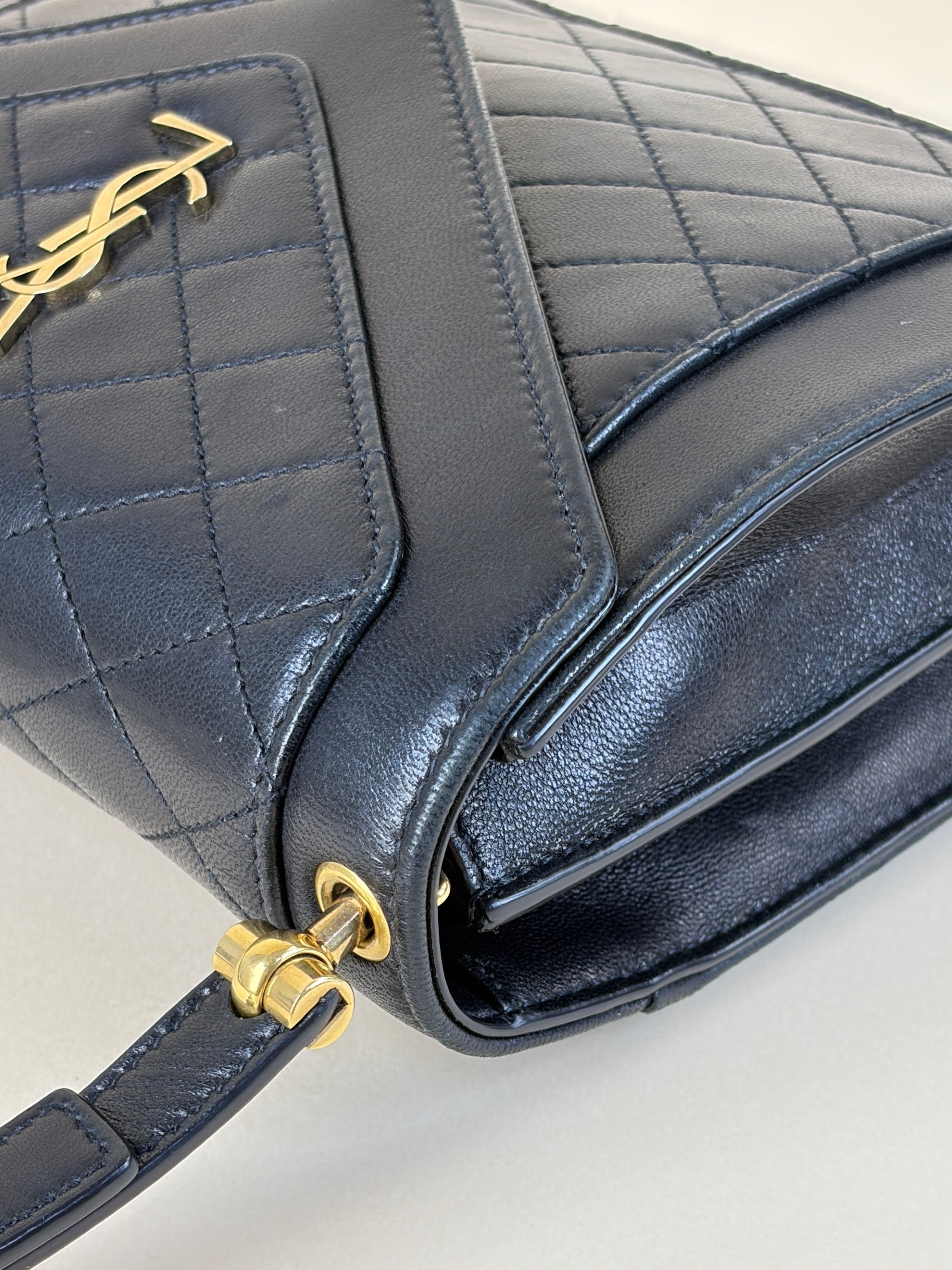 YSL Black lambskin quilted gabby satchel mini