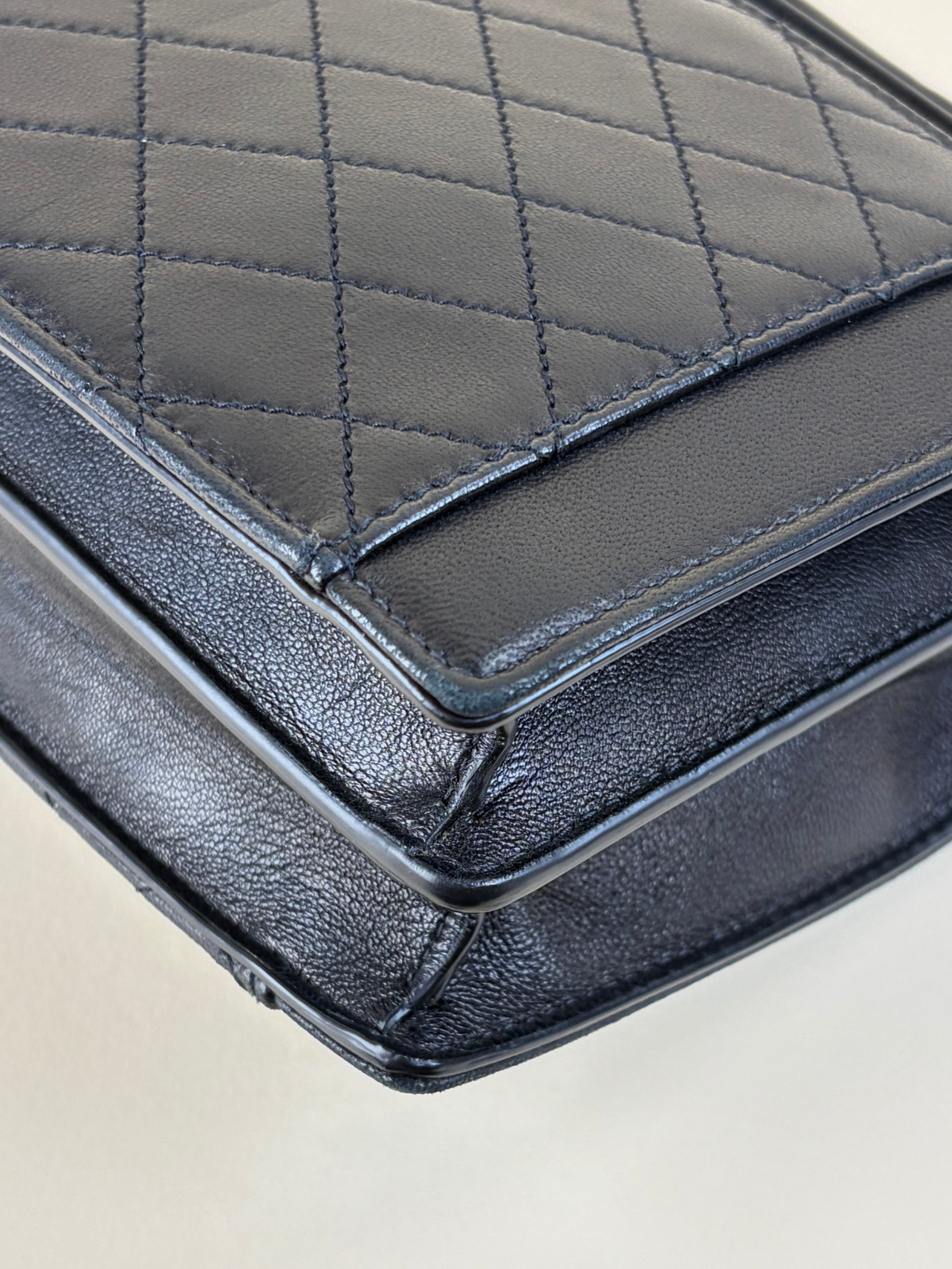 YSL Black lambskin quilted gabby satchel mini