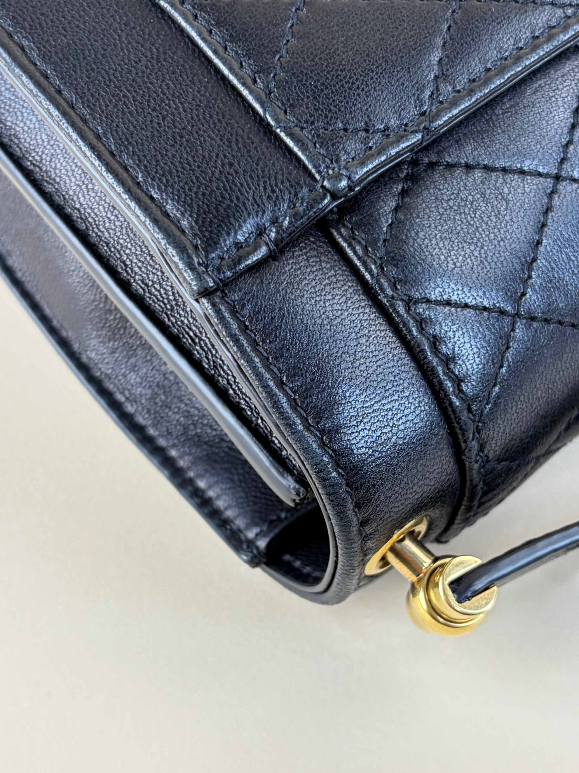 YSL Black lambskin quilted gabby satchel mini