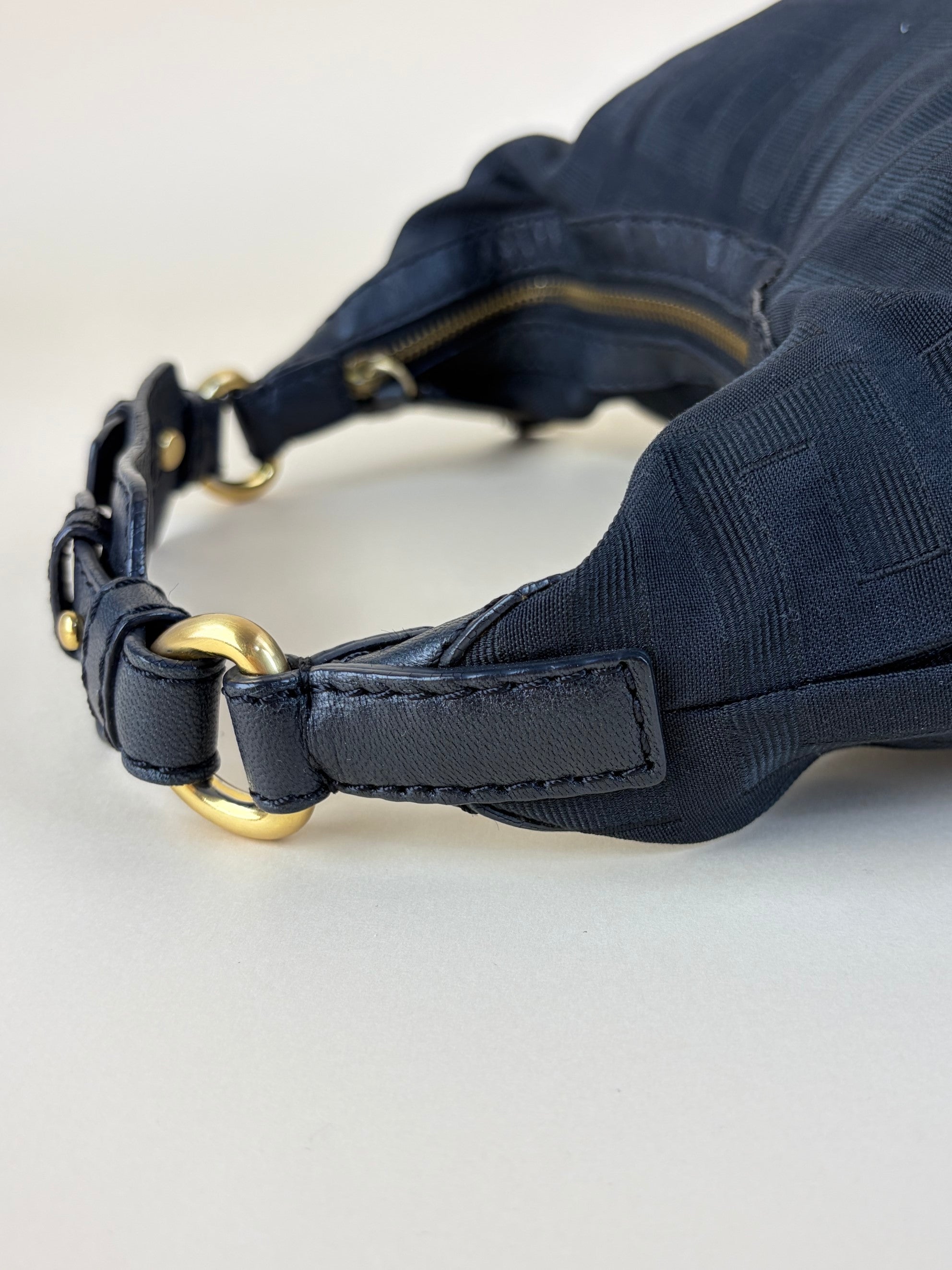 Givenchy black monogram canvas and leather hobo bag