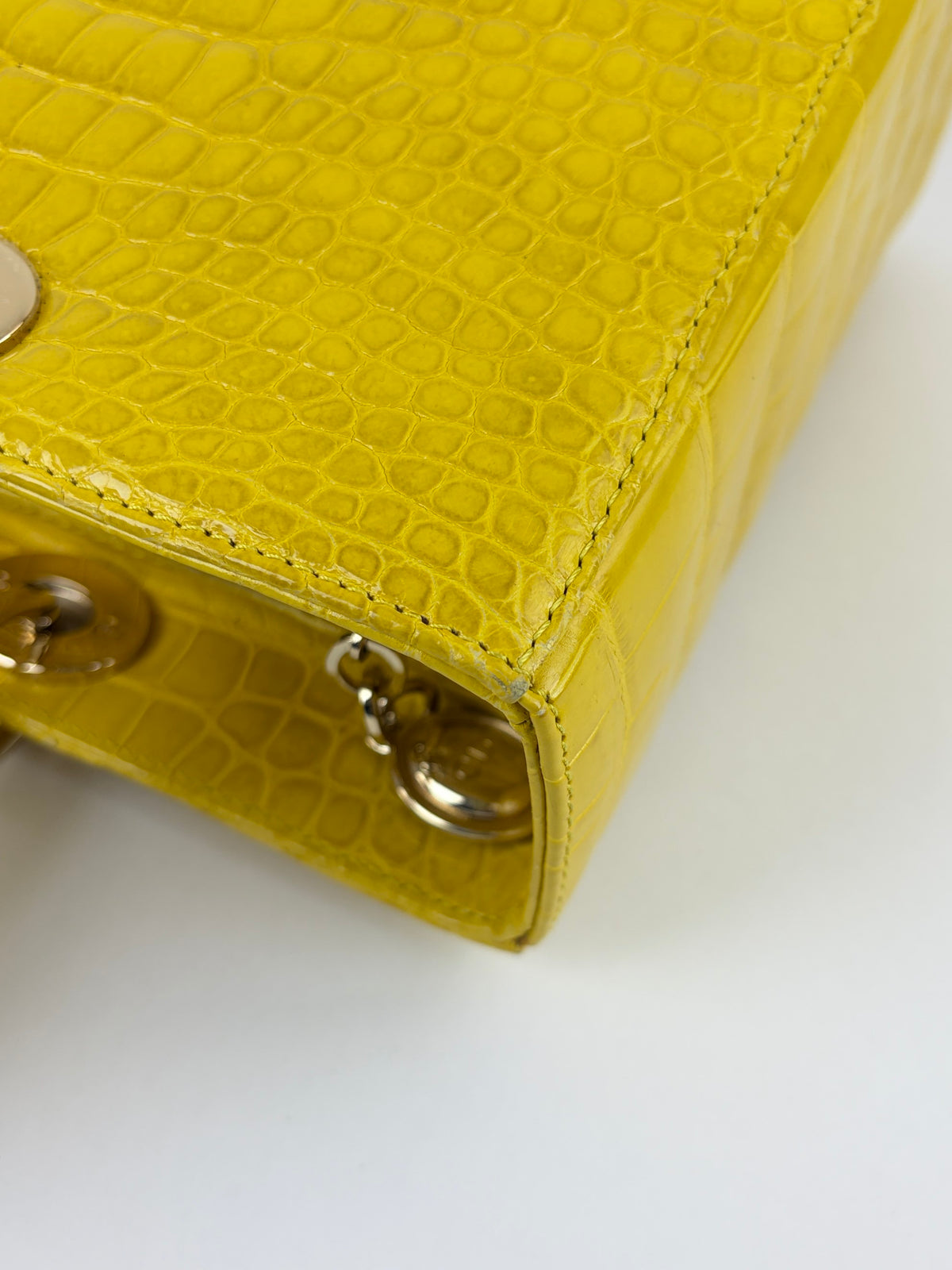 Christian Dior yellow crocodile large lady Dior