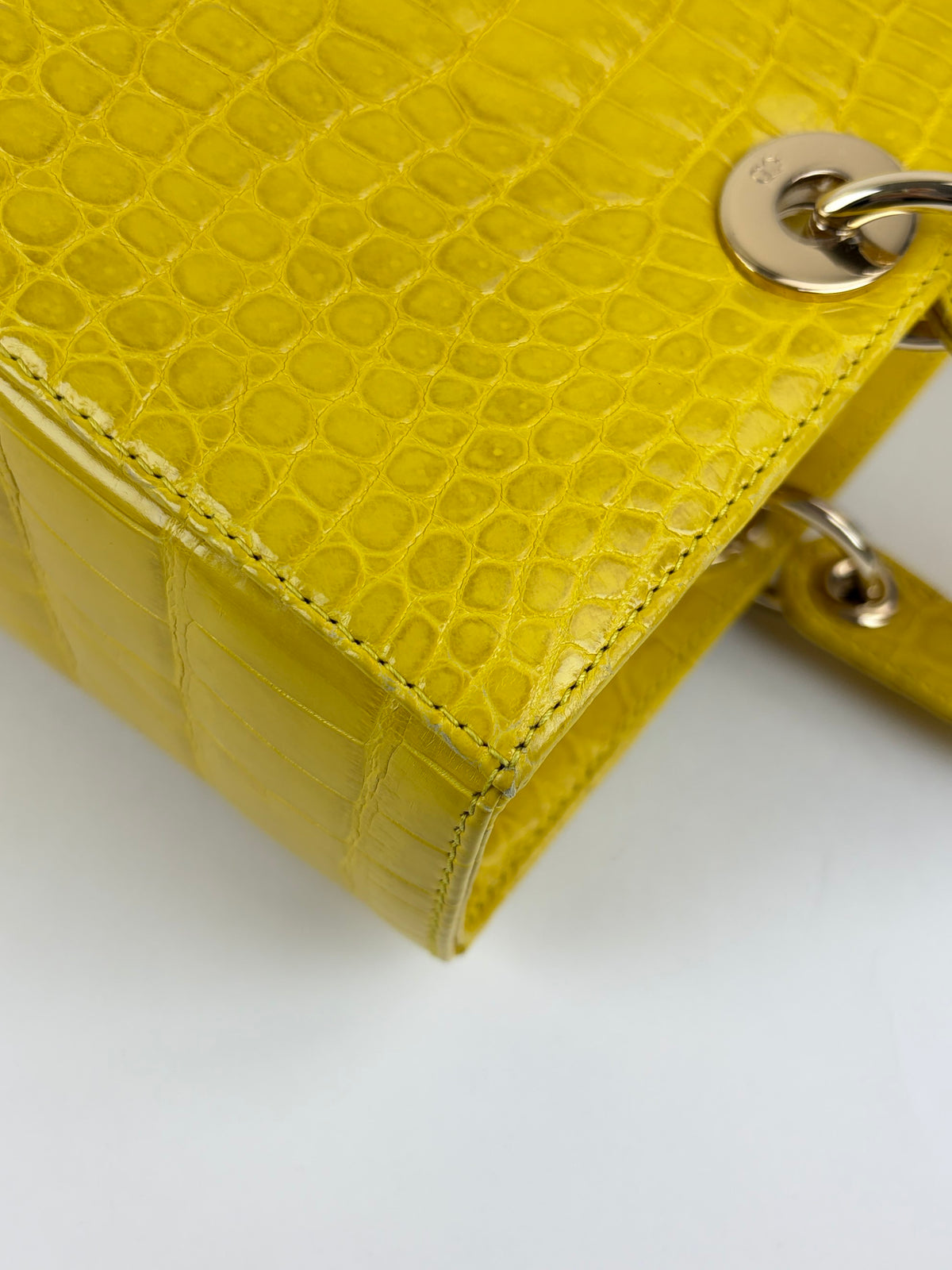 Christian Dior yellow crocodile large lady Dior