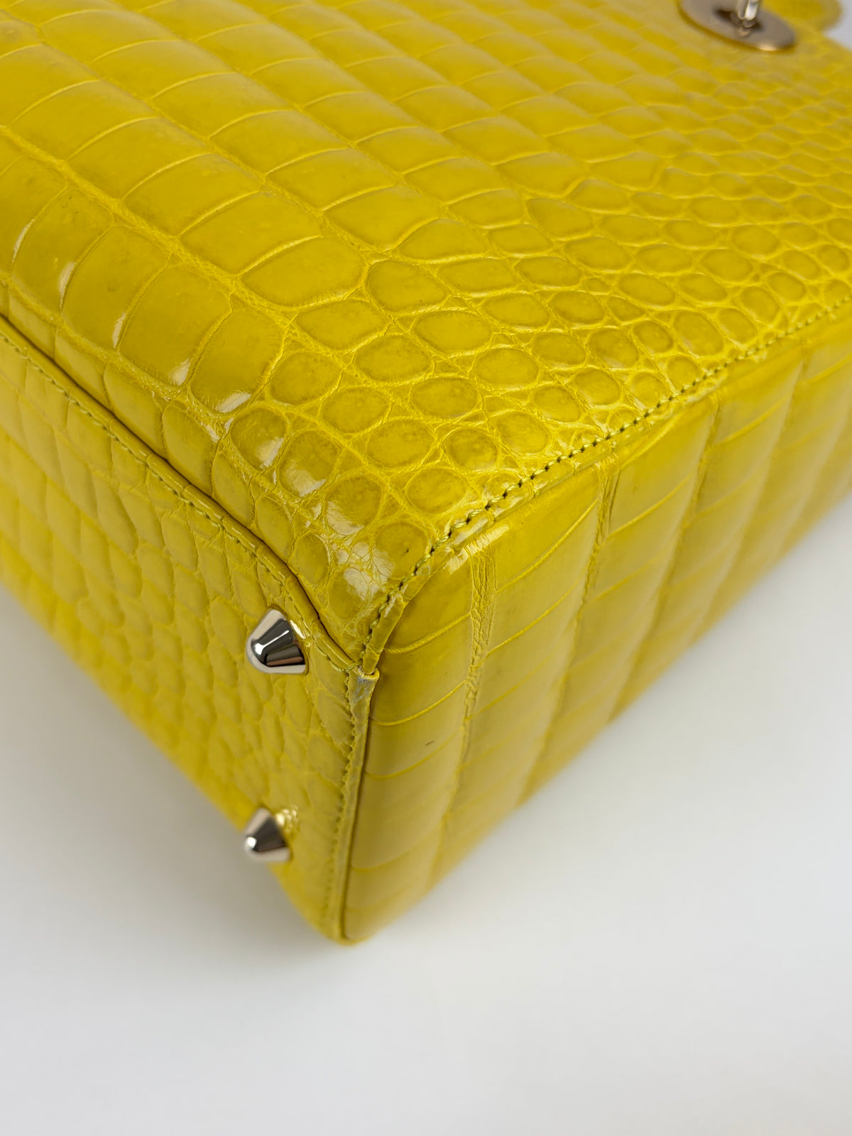 Christian Dior yellow crocodile large lady Dior