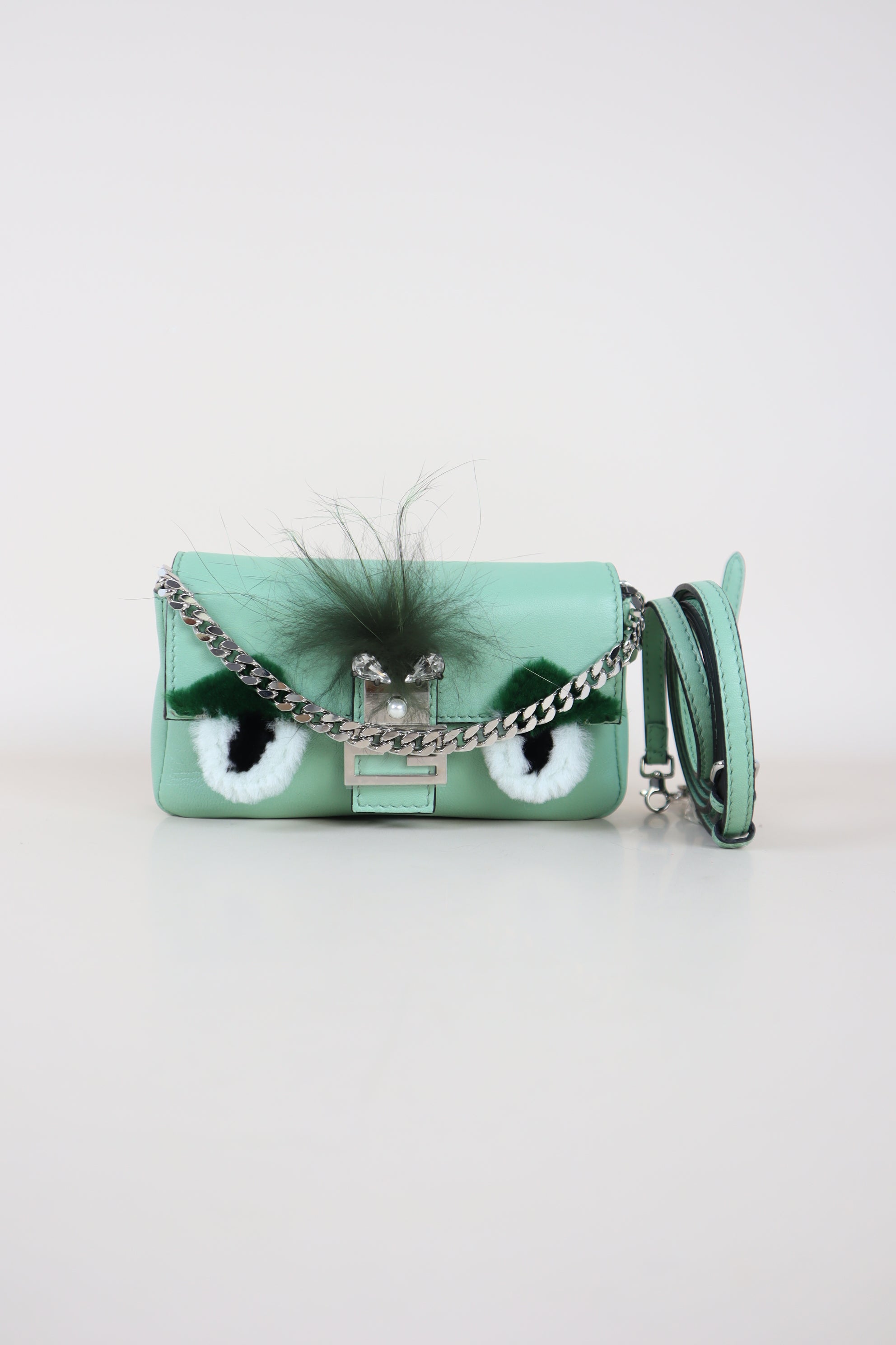 Fendi Green Baguette Micro Monster Bag