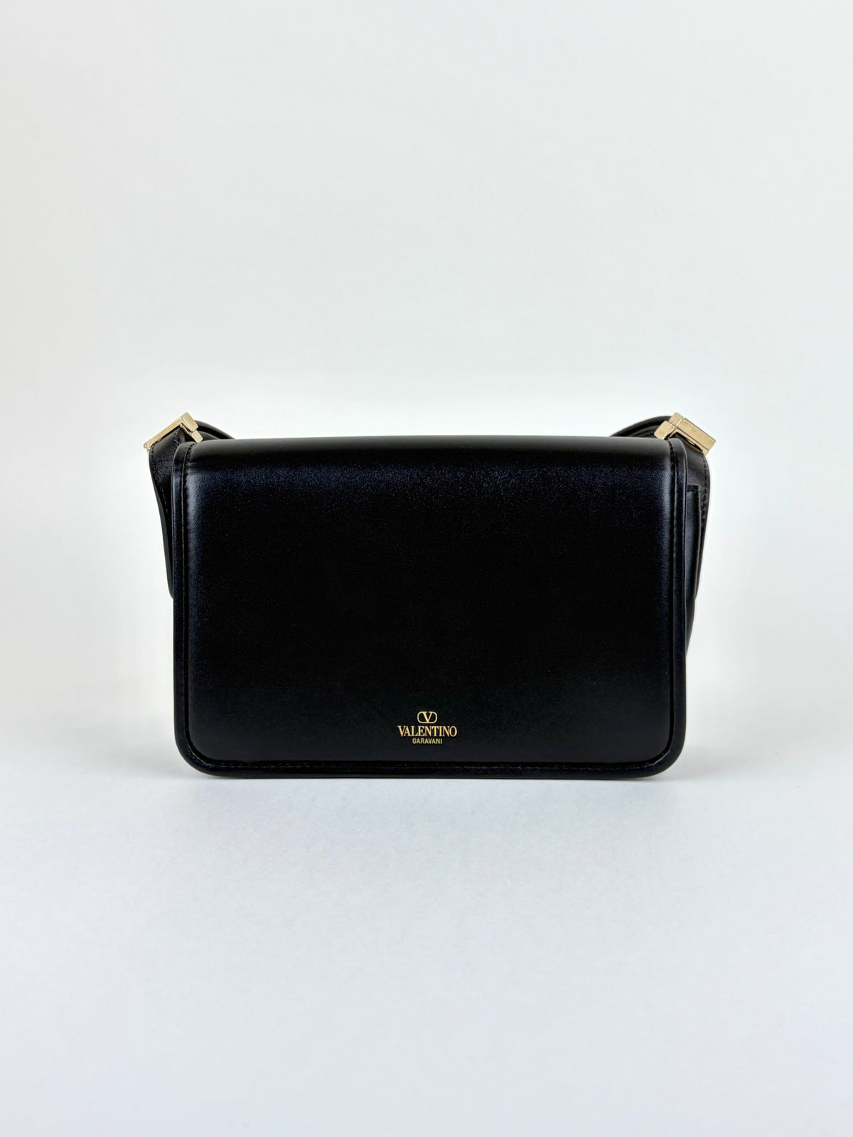 Valentino black leather v logo shoulder bag