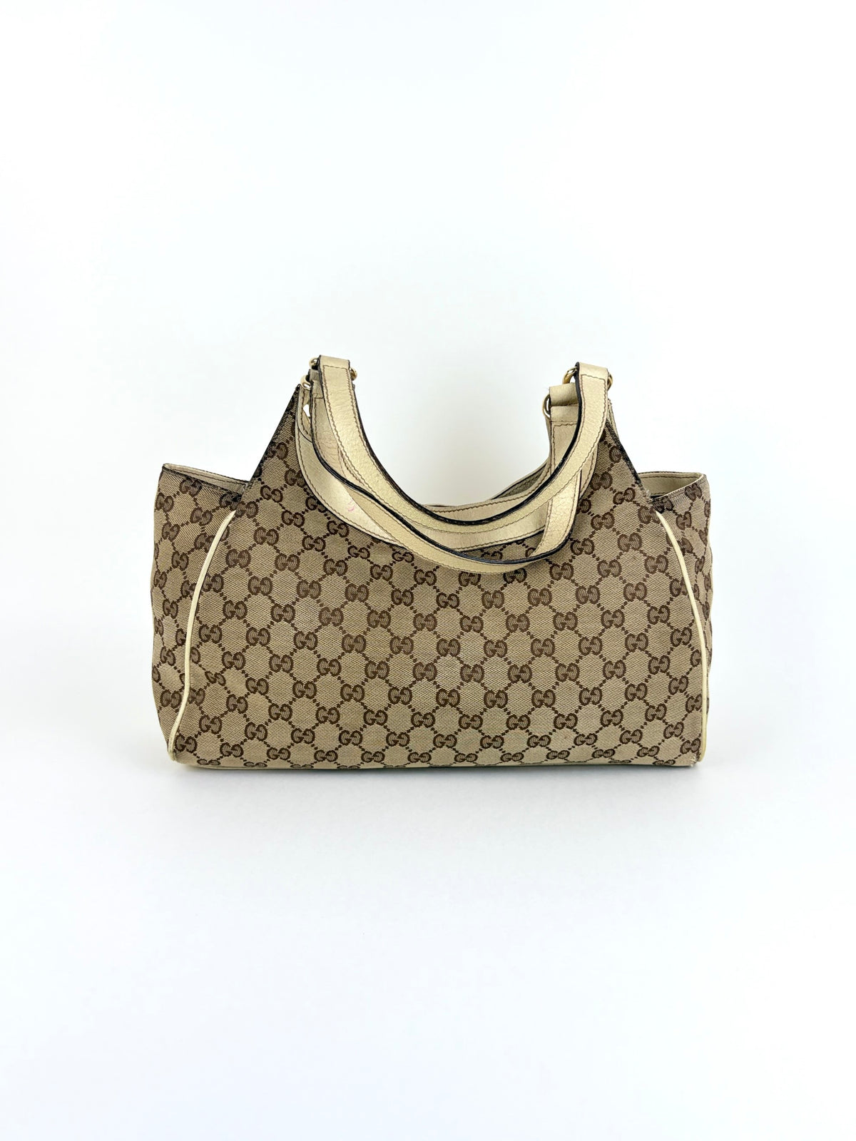Gucci off white leather and gg monogram canvas Charmy medium