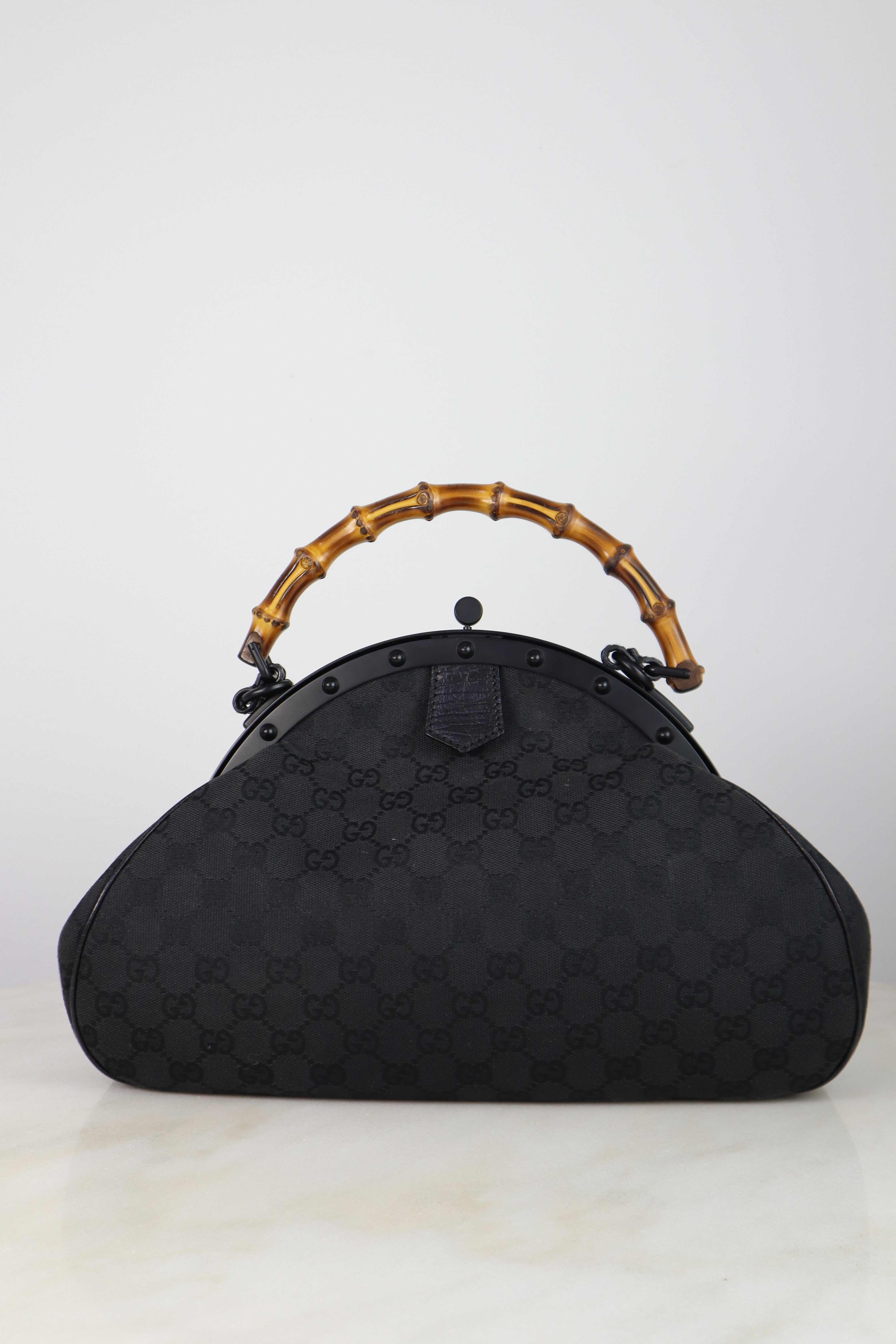 Gucci Black Bamboo Top Handle Bag