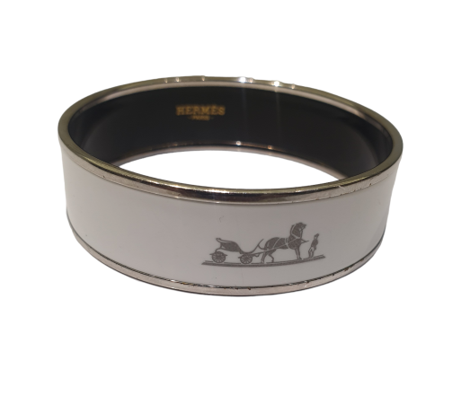 Hermes White Enamel Printed Bracelet-Bracelet-Hermes-The Closet Egypt